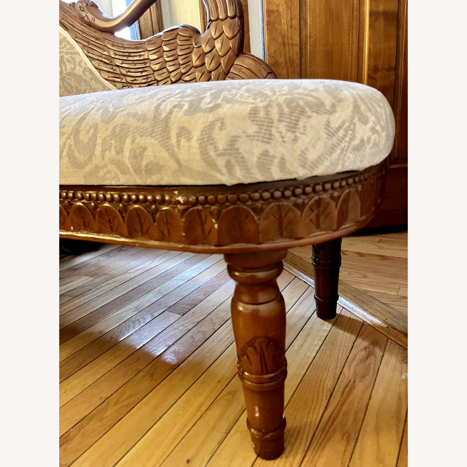 Wood Chaise Lounge with Swan Detail - image-11
