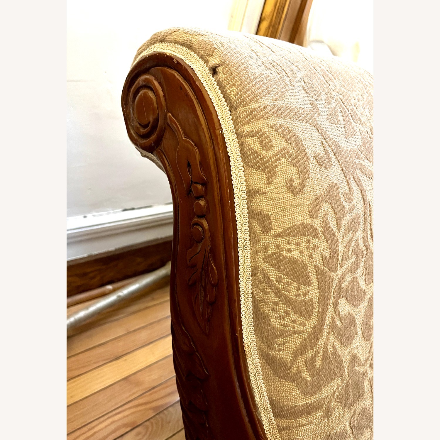Wood Chaise Lounge with Swan Detail - image-8