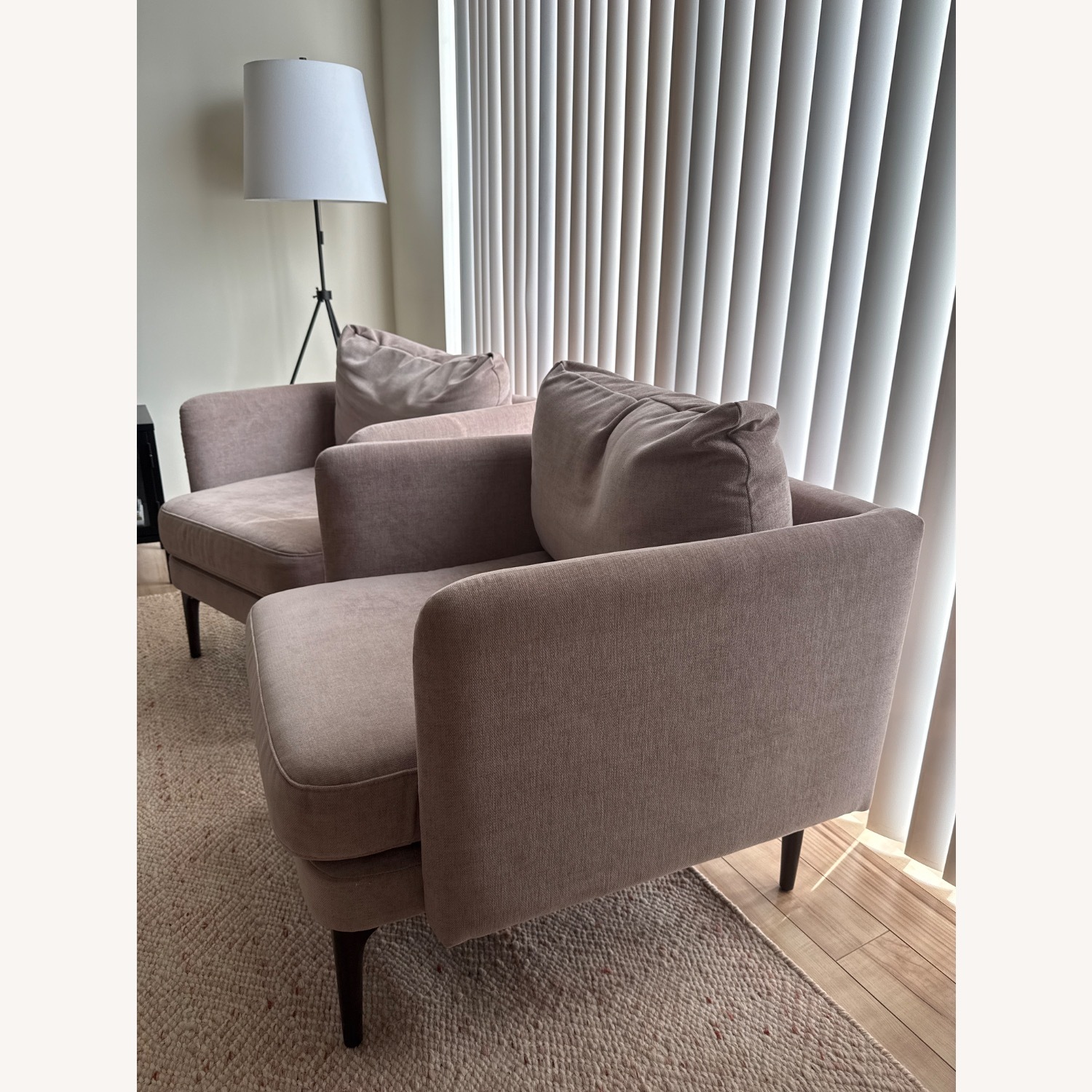 West Elm Auburn Mauve Velvet Chairs - image-3