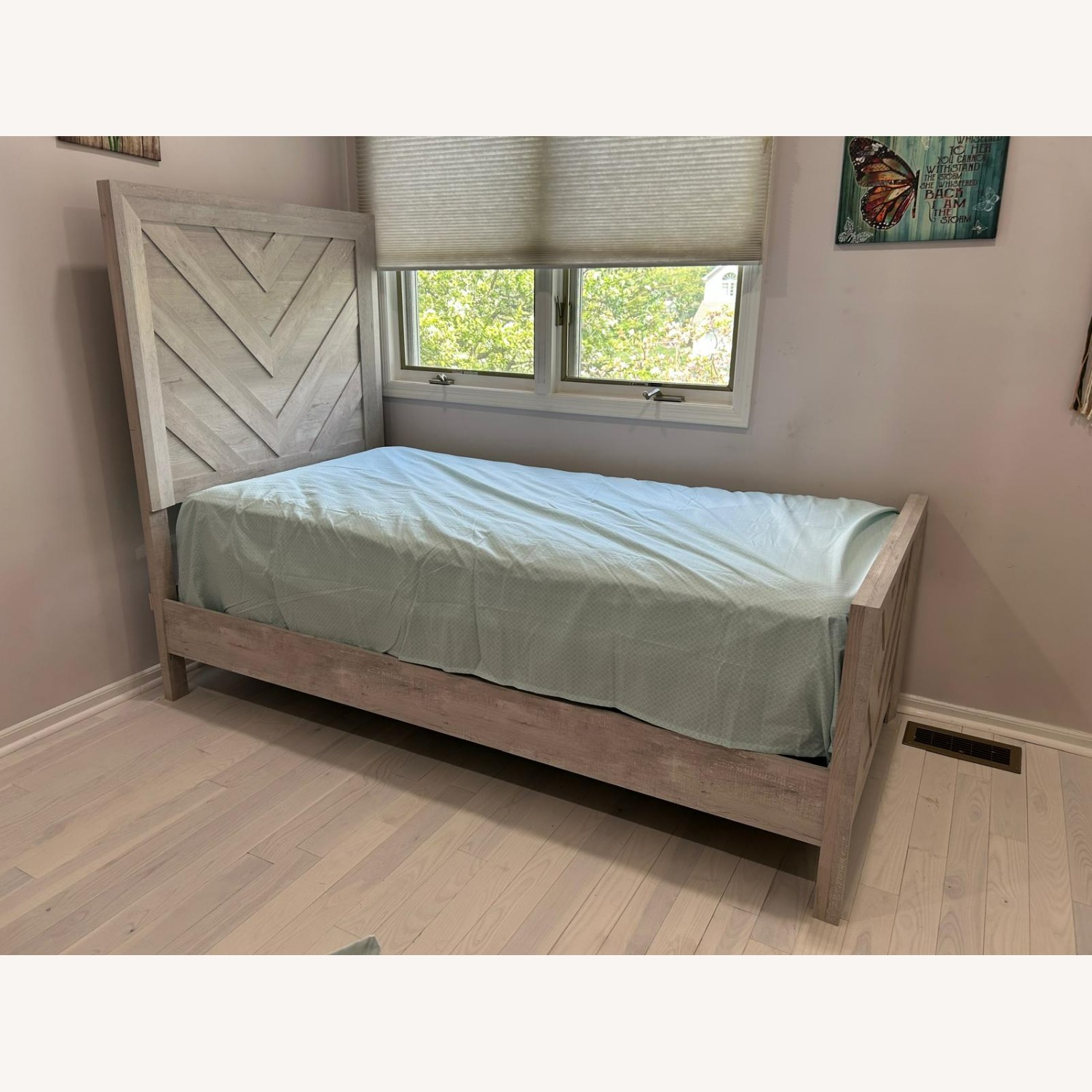 Bob's Calvin Light Gray Twin Bed Frame - image-1