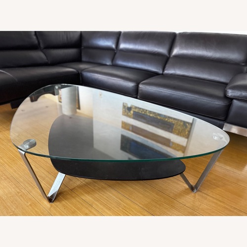 Used Rapport Modern Glass Wood Coffee Table  for sale on AptDeco