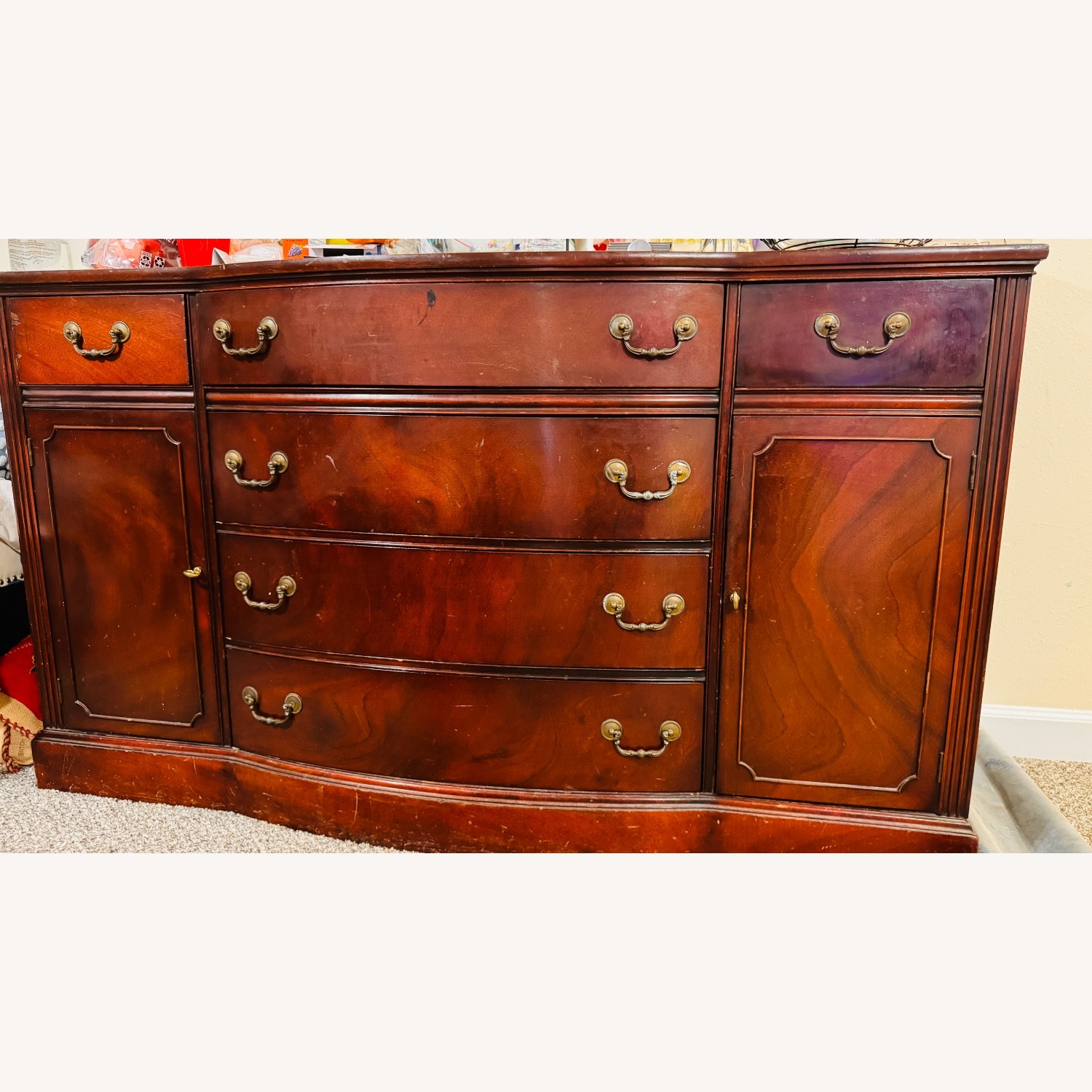 Vintage Buffet Solid Wood with Brass Hardware - image-1