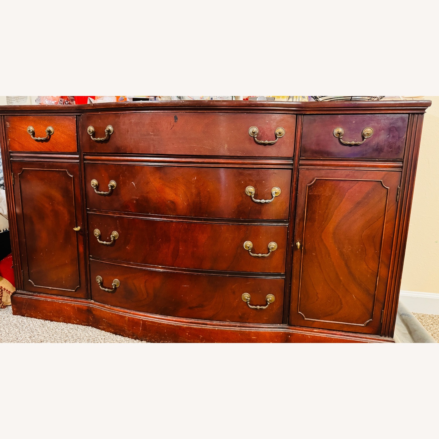 Vintage Buffet Solid Wood with Brass Hardware - image-2
