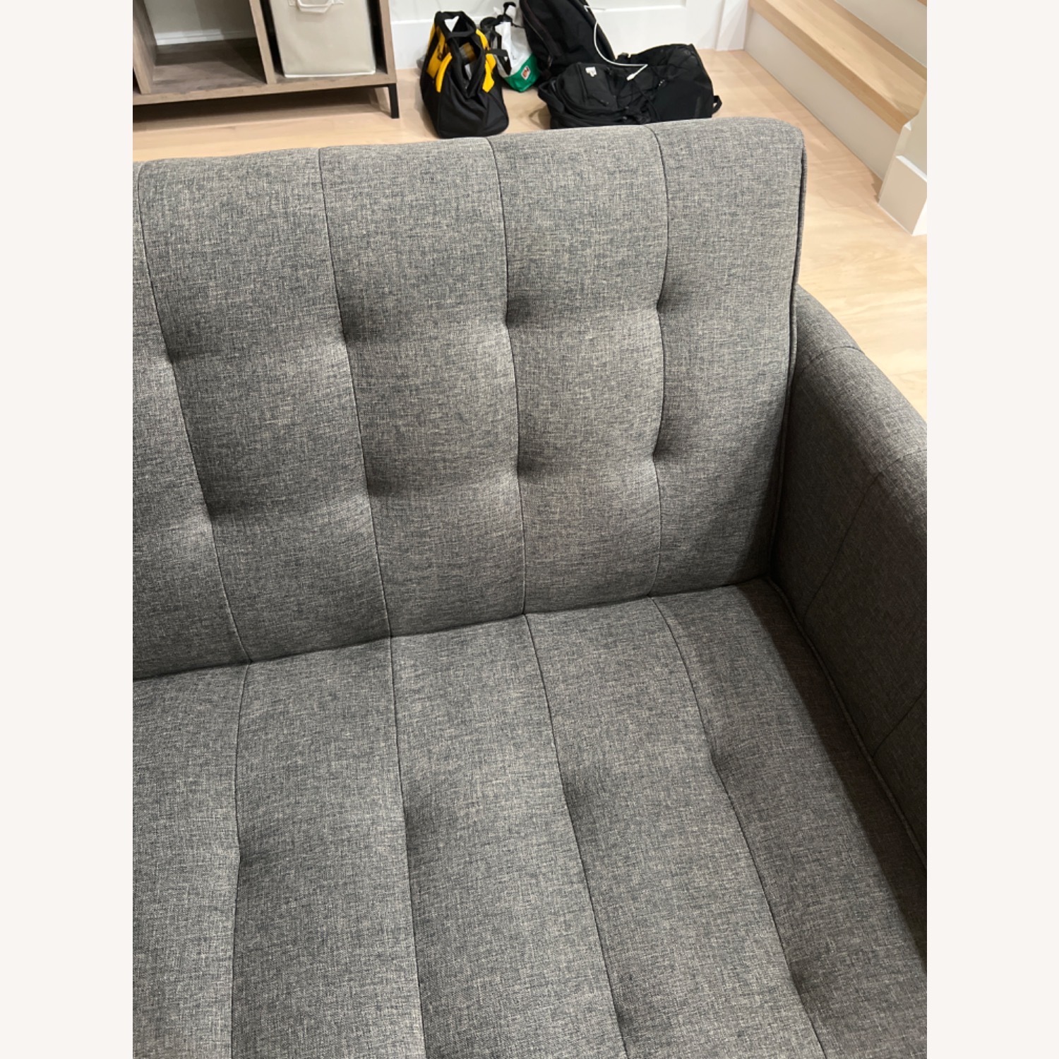 Dorel Home Products Light Grey Upholstered Futon Sofa Bed  - image-4