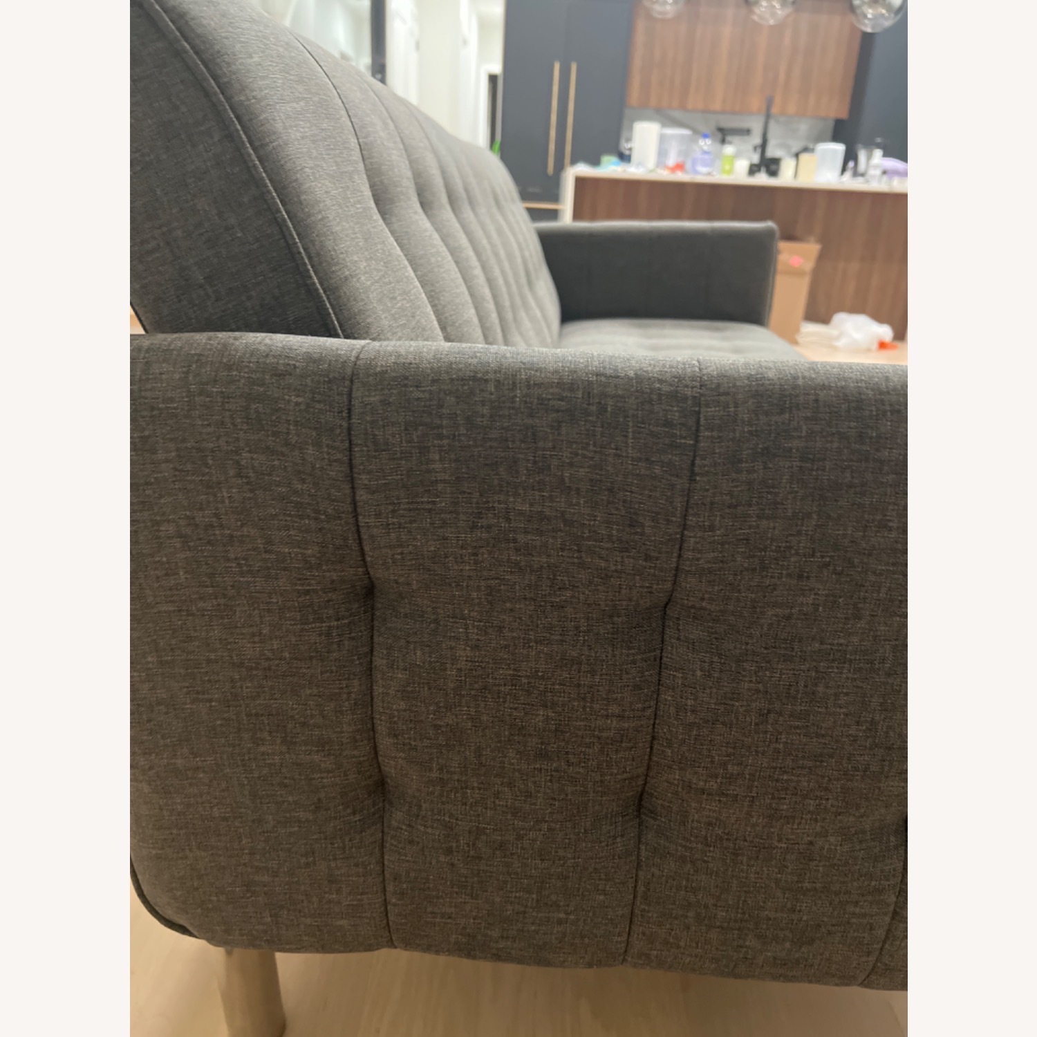 Dorel Home Products Light Grey Upholstered Futon Sofa Bed  - image-2