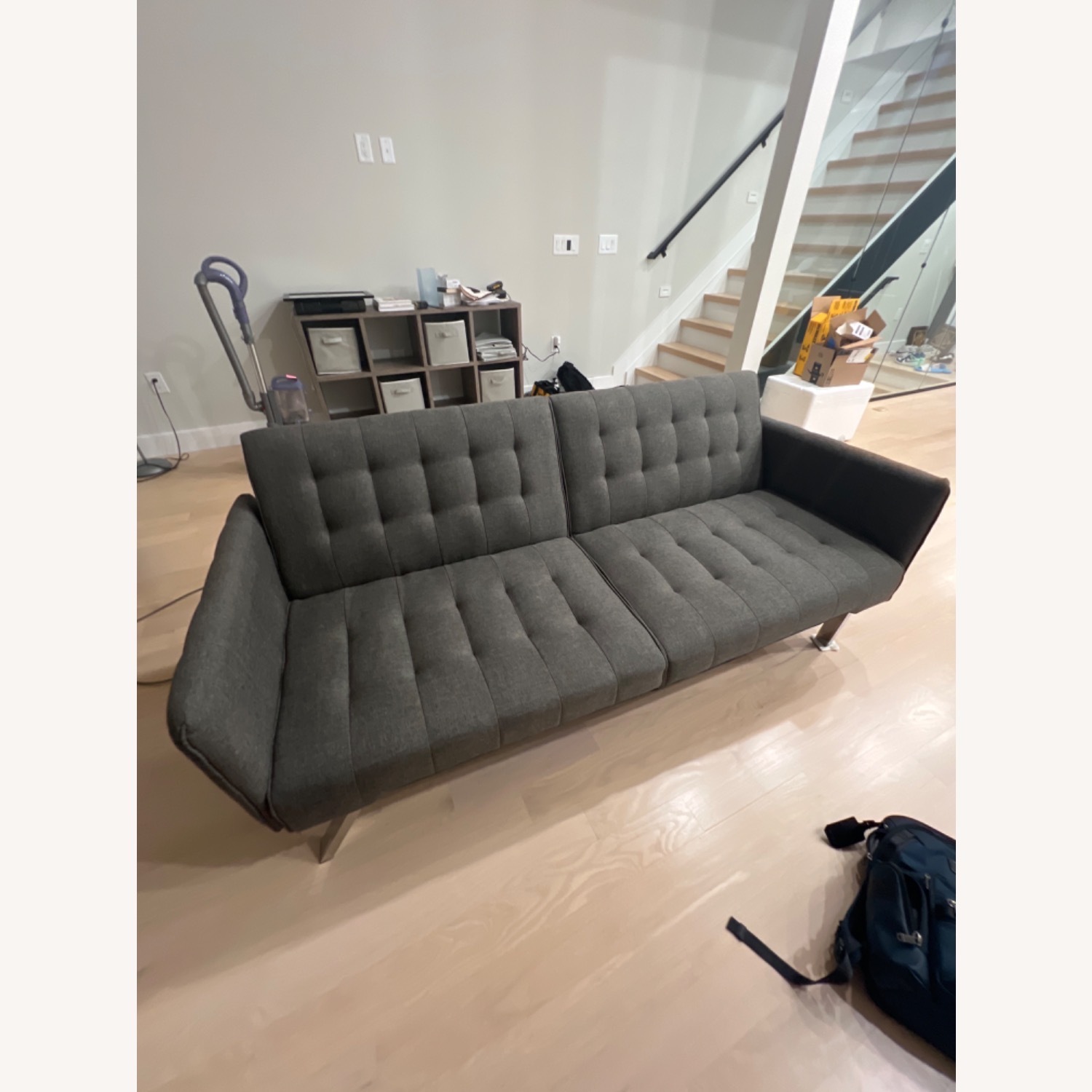 Dorel Home Products Light Grey Upholstered Futon Sofa Bed  - image-3