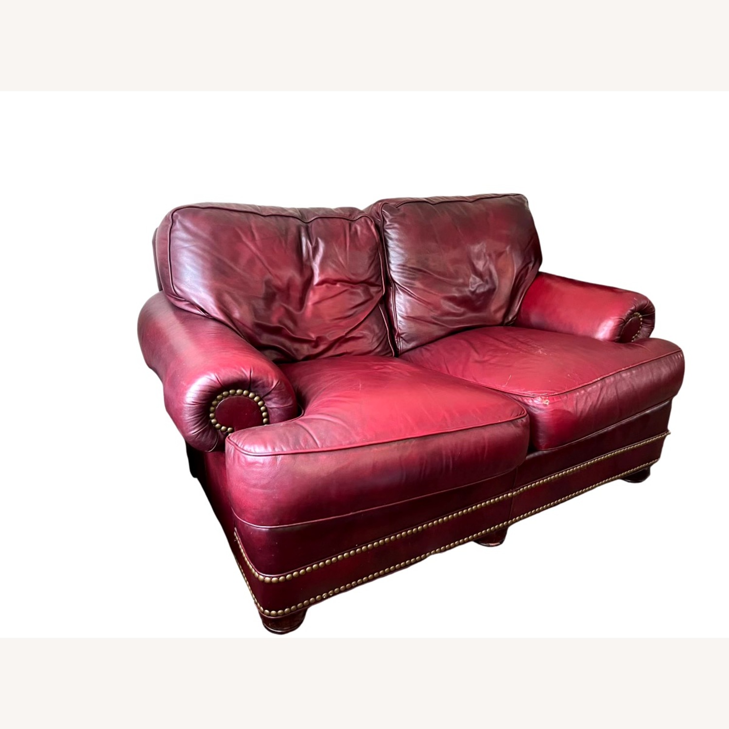 Hancock Moore Red Leather Loveseat - image-2