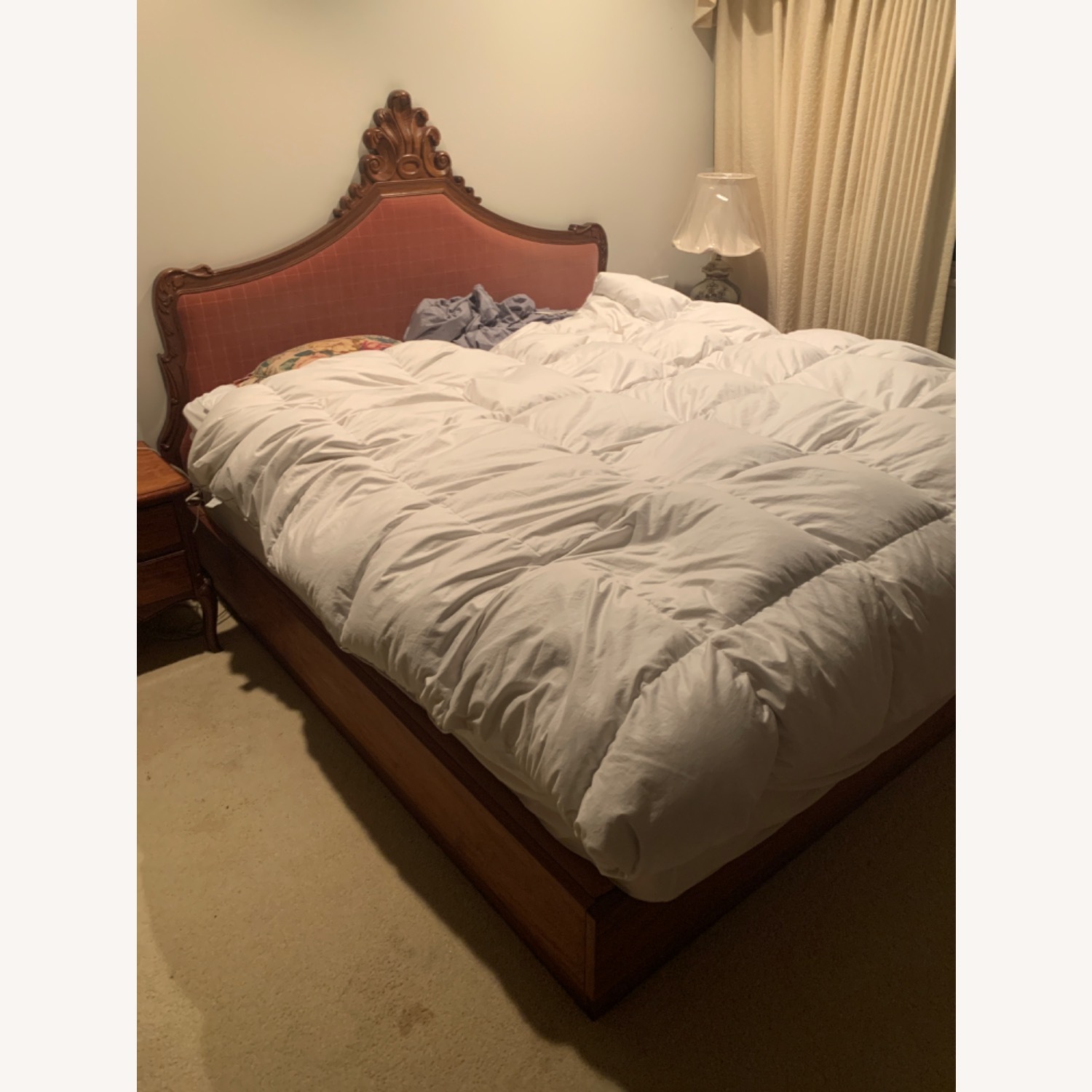 King Size Bed with Velvet Headboard - image-1
