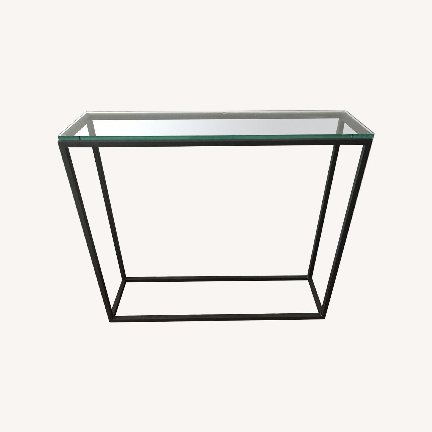 West Elm Box Frame Glass Bronze Console Table - image-0