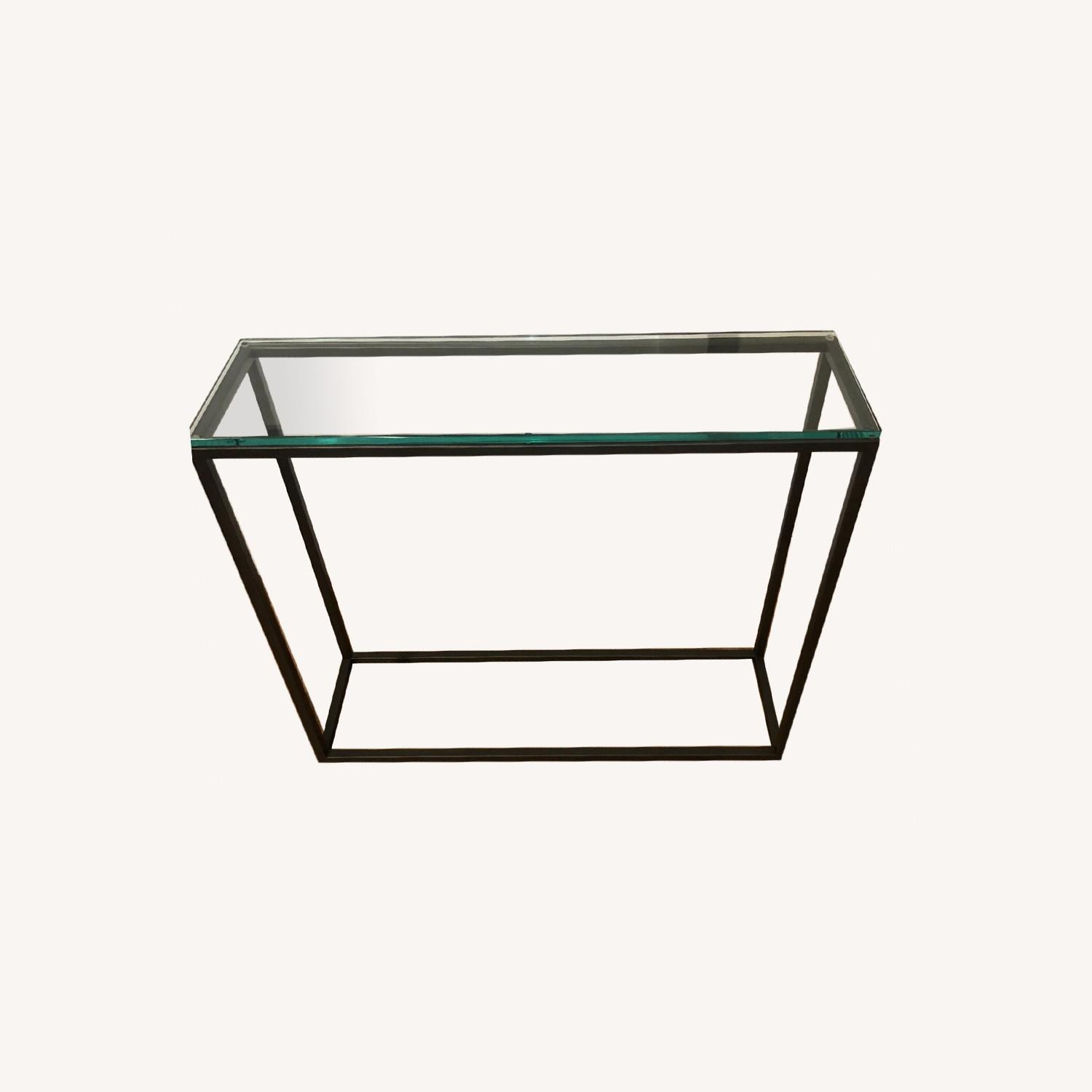 West Elm Box Frame Glass Bronze Console Table - image-2