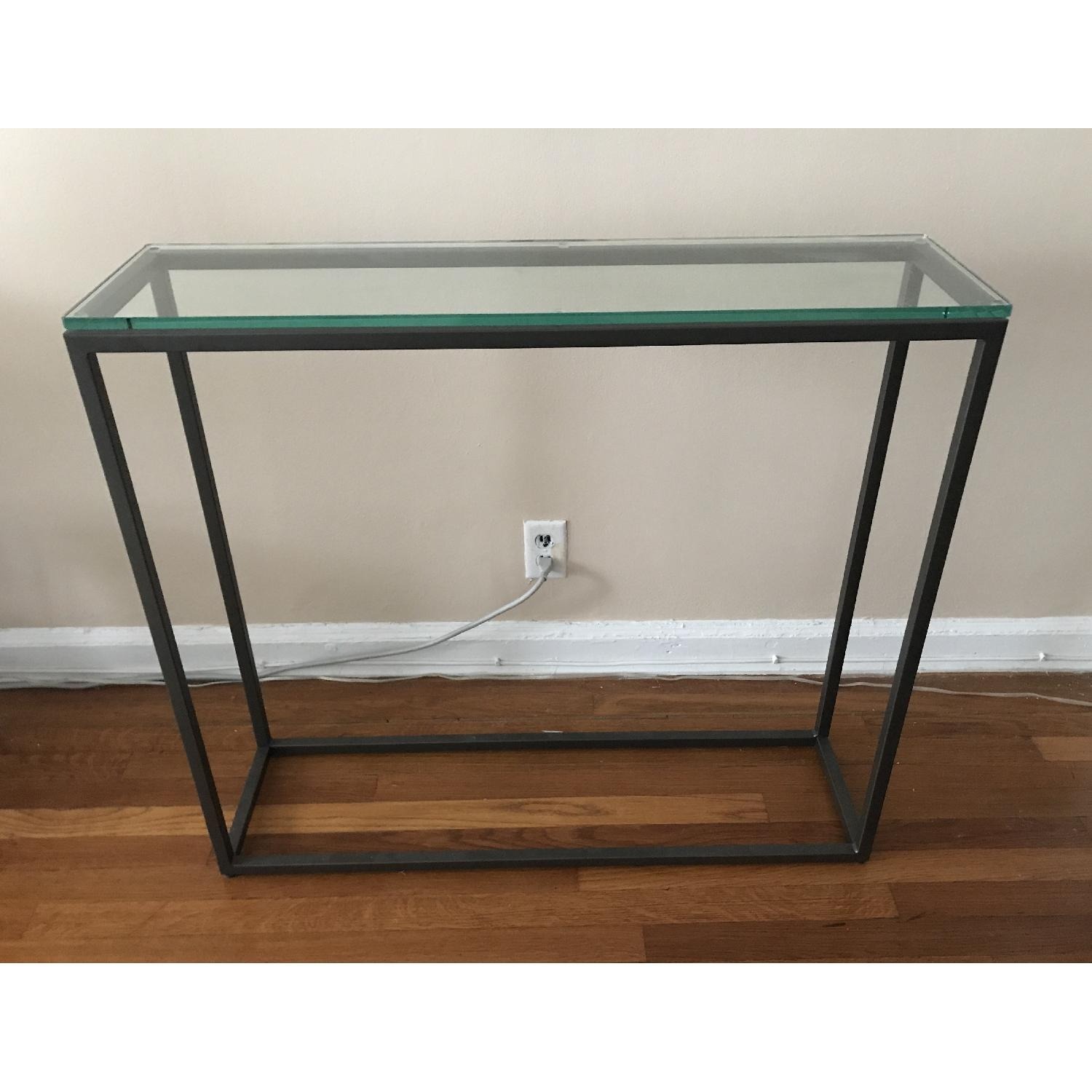 West Elm Box Frame Glass Bronze Console Table - image-3
