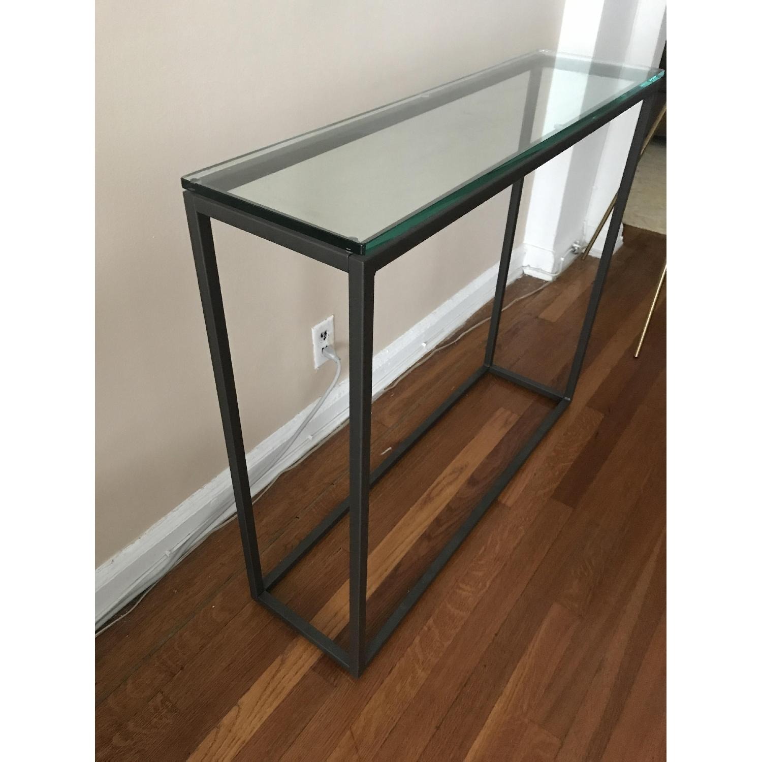 West Elm Box Frame Glass Bronze Console Table - image-4