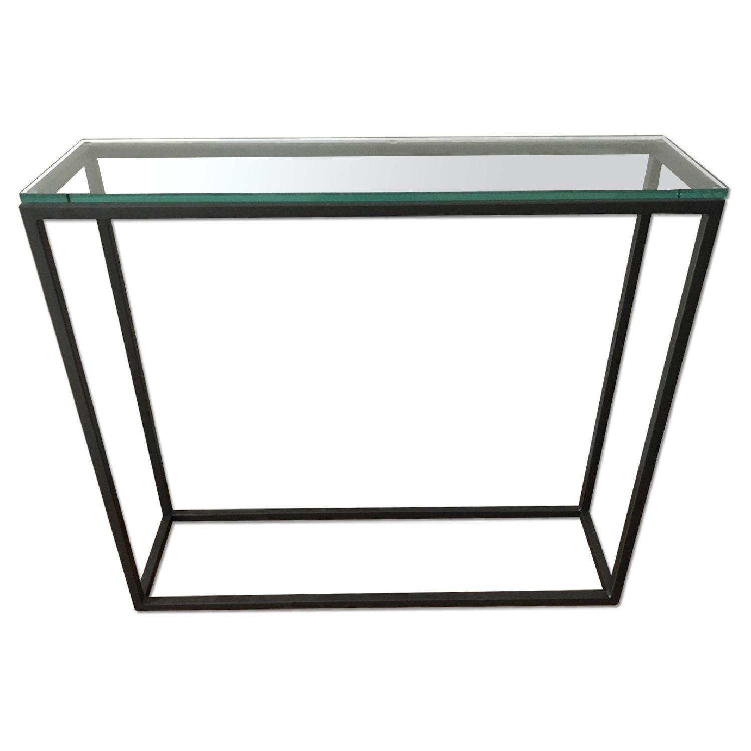 West Elm Box Frame Glass Bronze Console Table - image-1