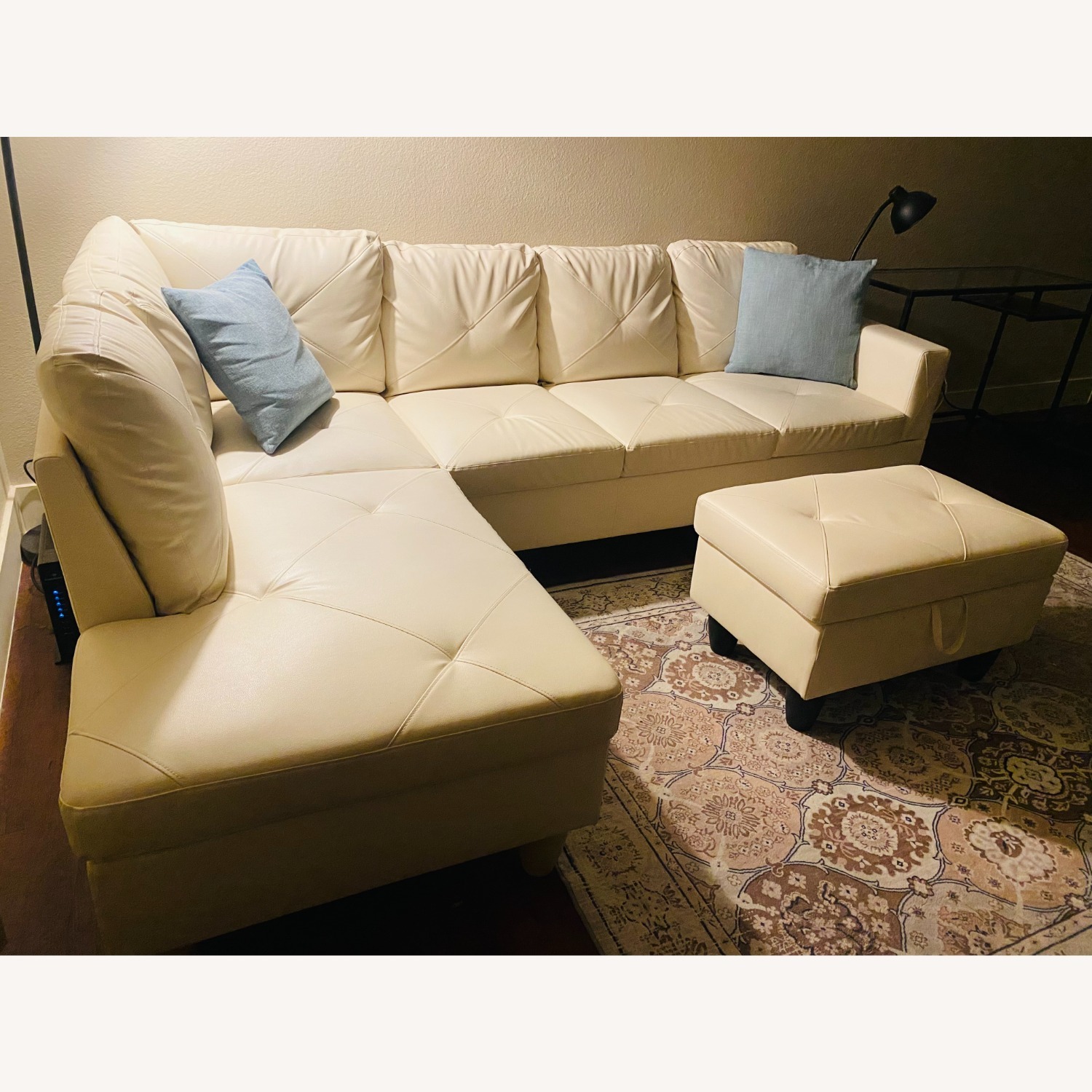 White Sectional W Storage Ottoman   - image-2