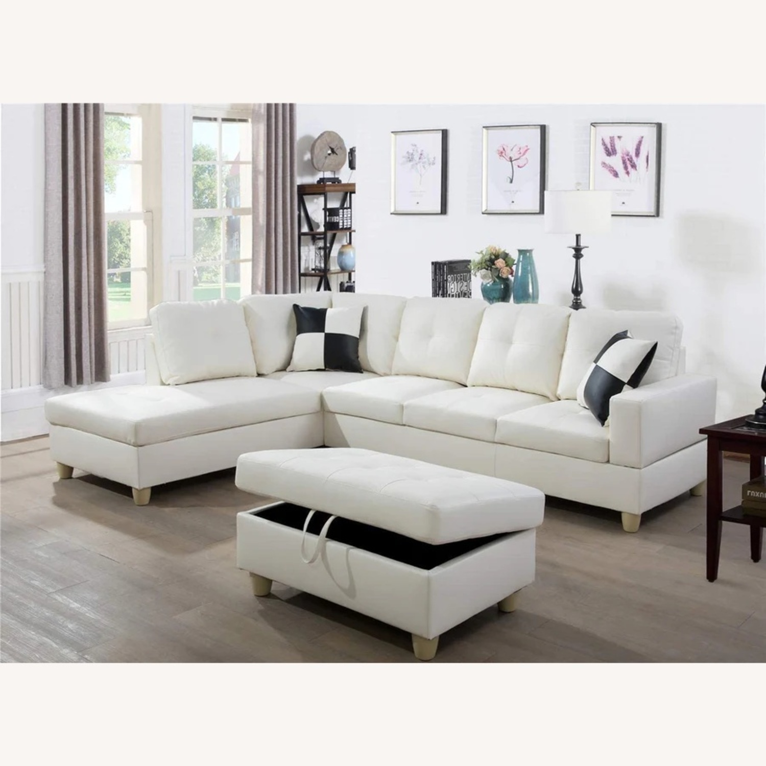 White Sectional W Storage Ottoman   - image-6