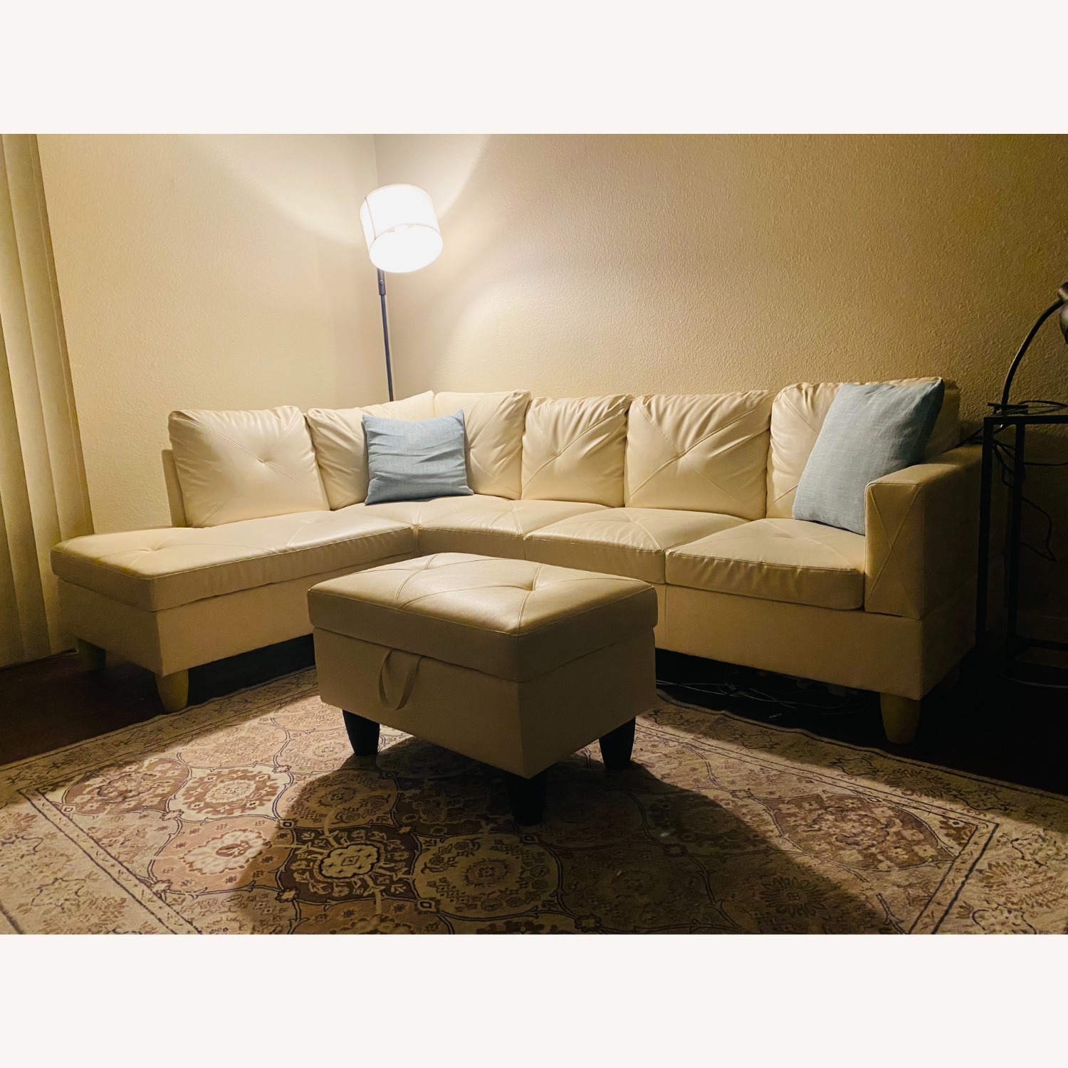 White Sectional W Storage Ottoman   - image-1