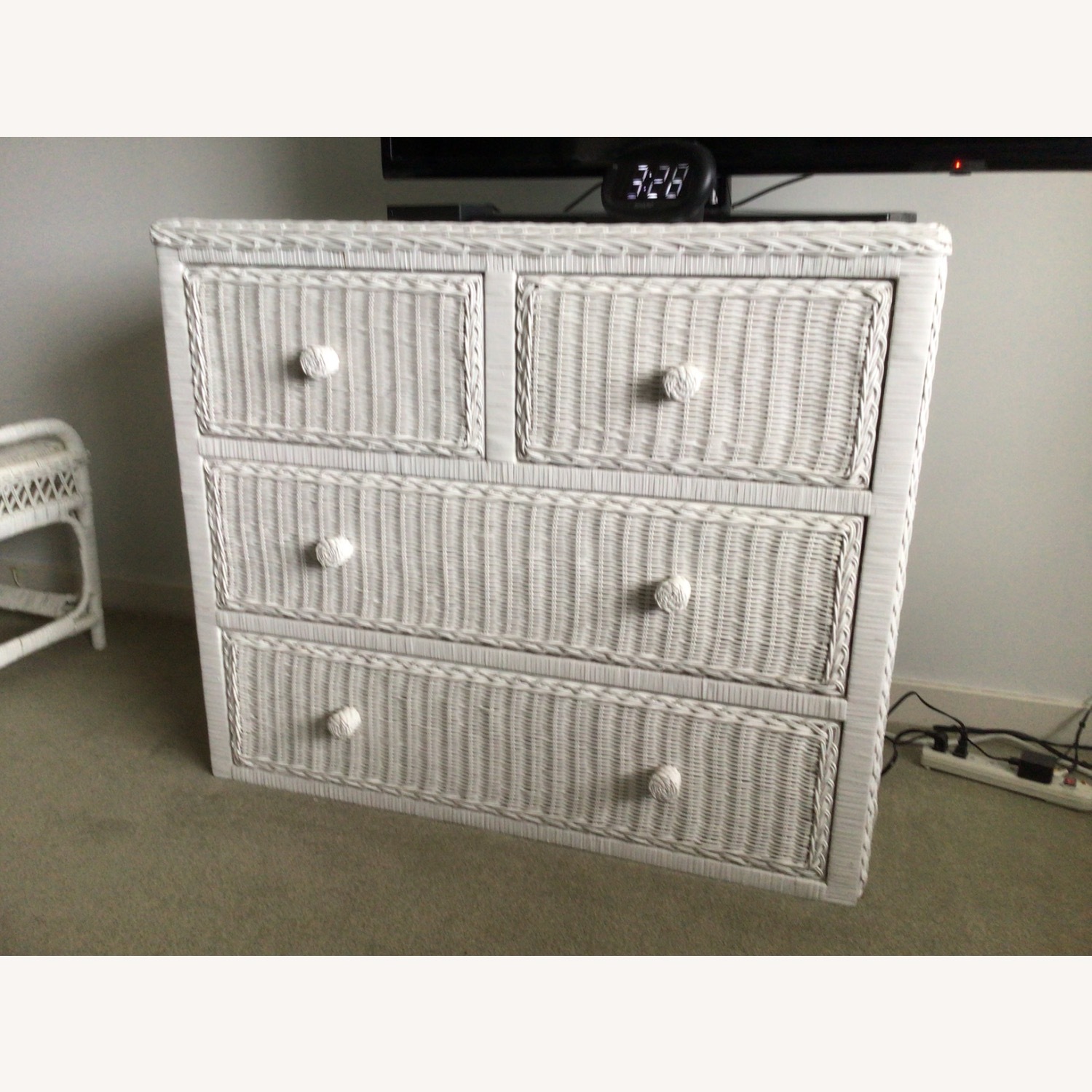 White Wicker Chest of Drawers - image-1
