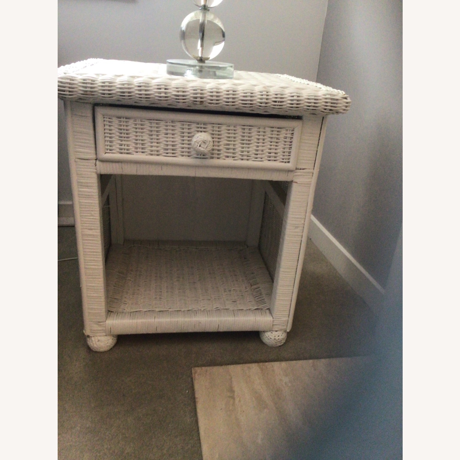White Wicker Side Tables - image-1