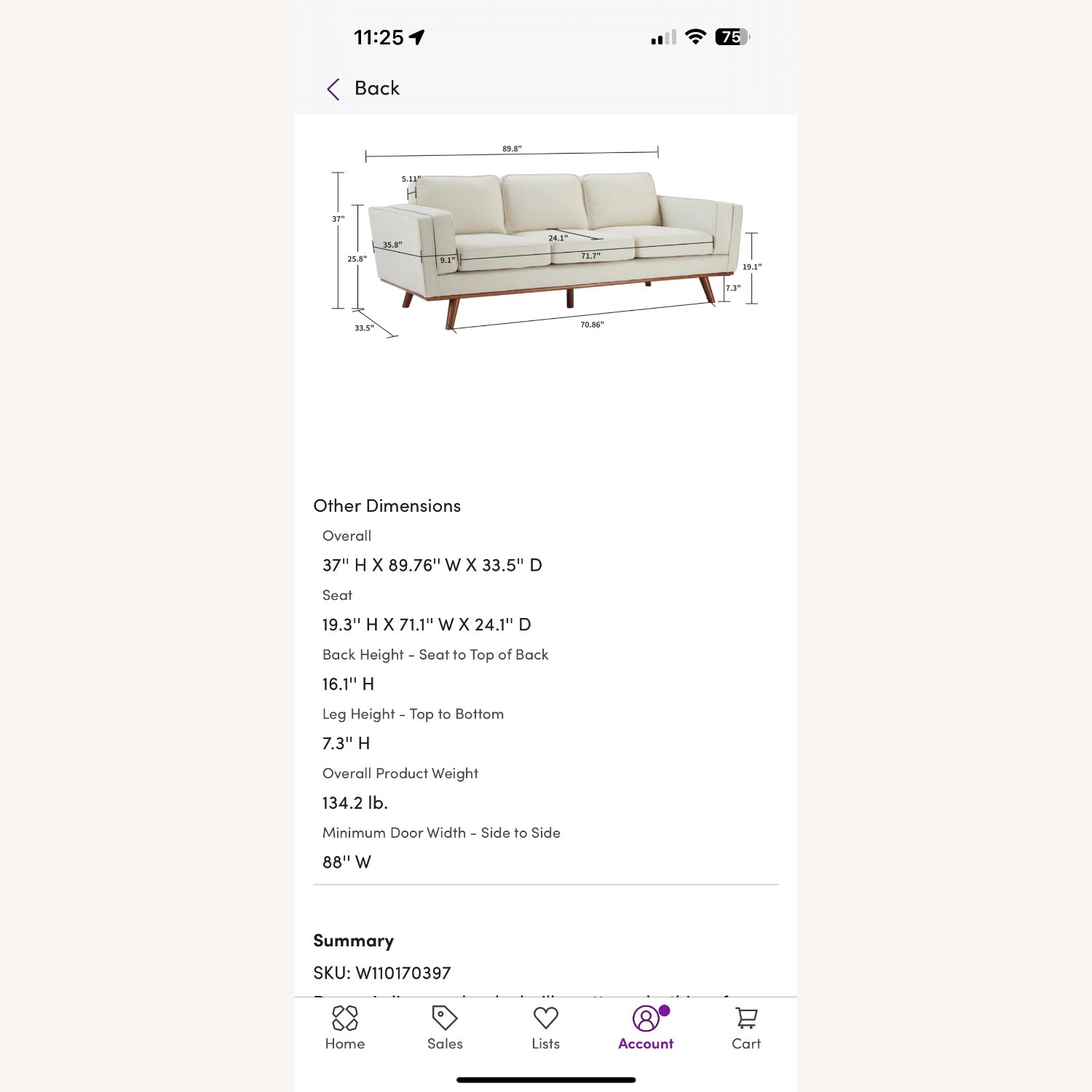 Inayat 90'' Upholstered Sofa - image-6