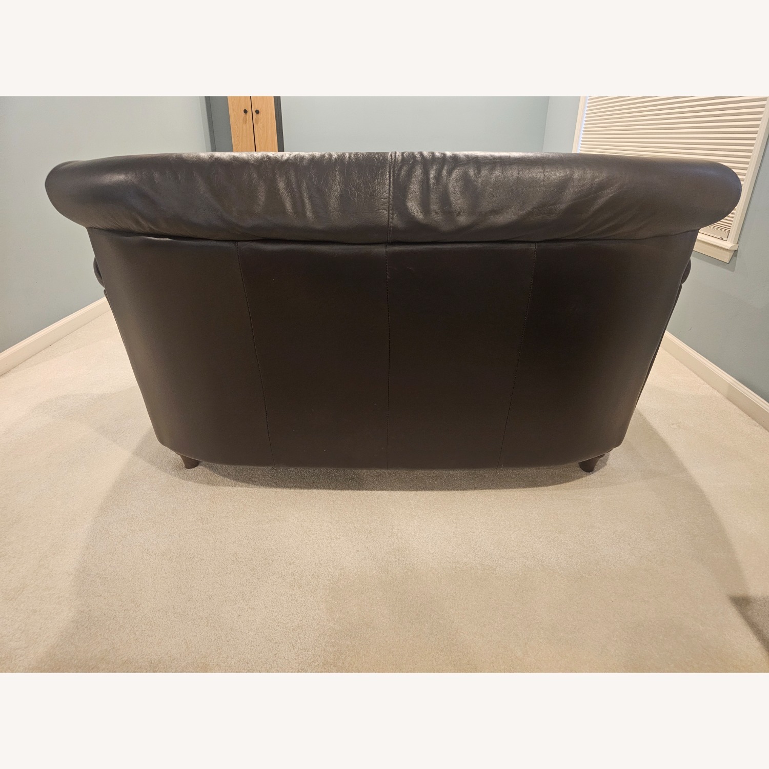 Natuzzi Leather Loveseat W 2 Ottomans - image-5