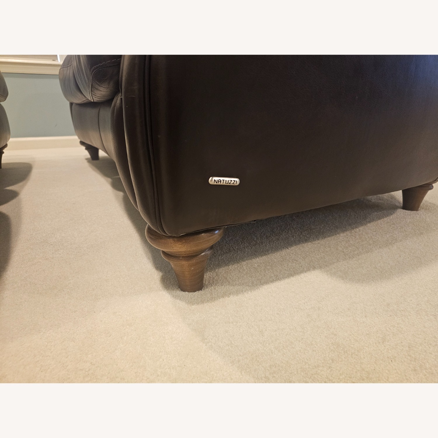 Natuzzi Leather Loveseat W 2 Ottomans - image-4