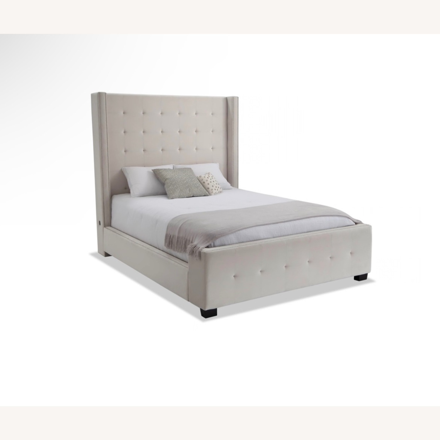 Preston King Beige Upholstered Panel Bed - image-2