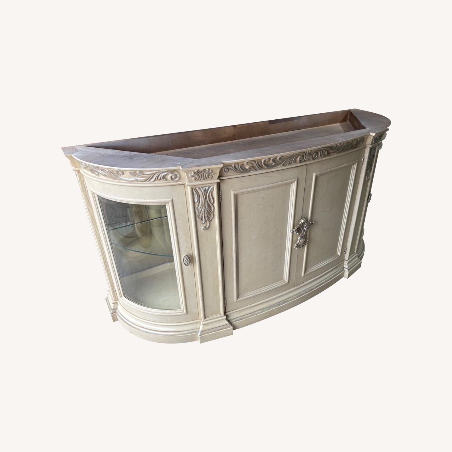 Henredon Buffet Wooden Table with Marble Top - image-0