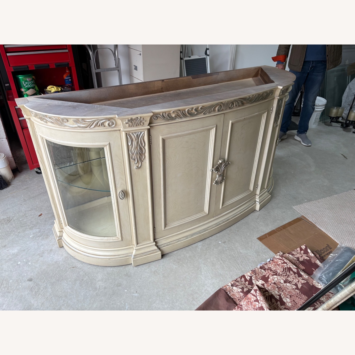 Henredon Buffet Wooden Table with Marble Top - image-2