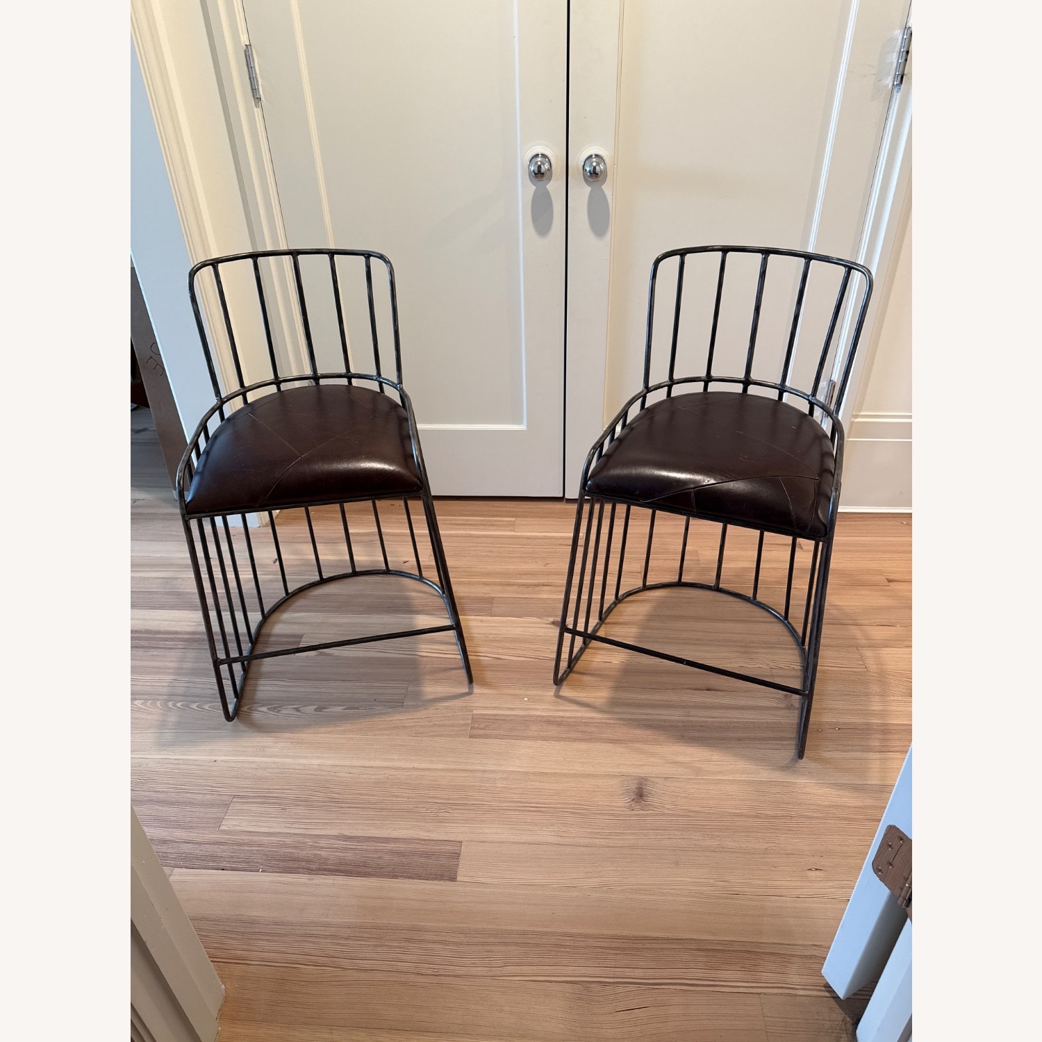 Iron Stools with Leather Seats - image-1