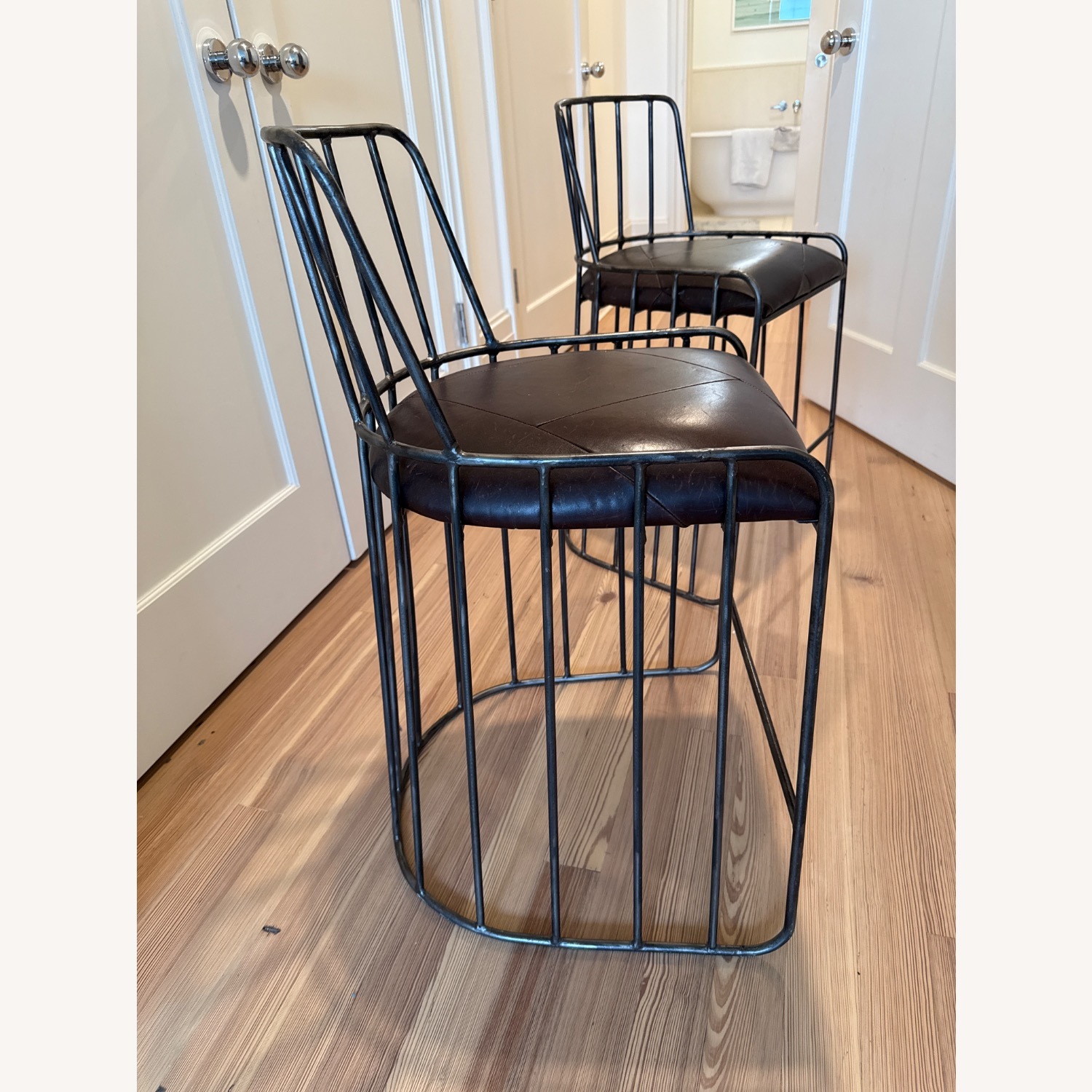 Iron Stools with Leather Seats - image-4