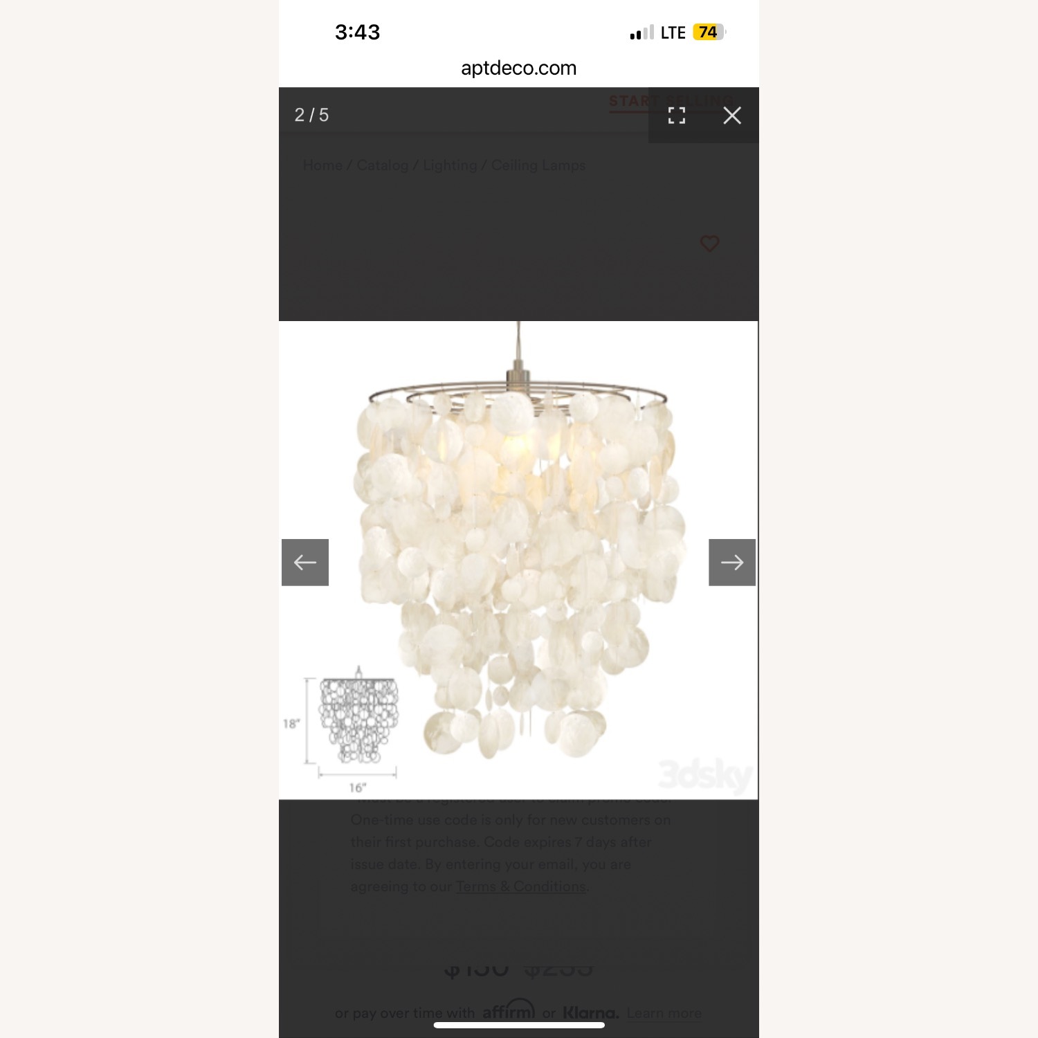 West Elm Capiz Round Chandelier - image-3