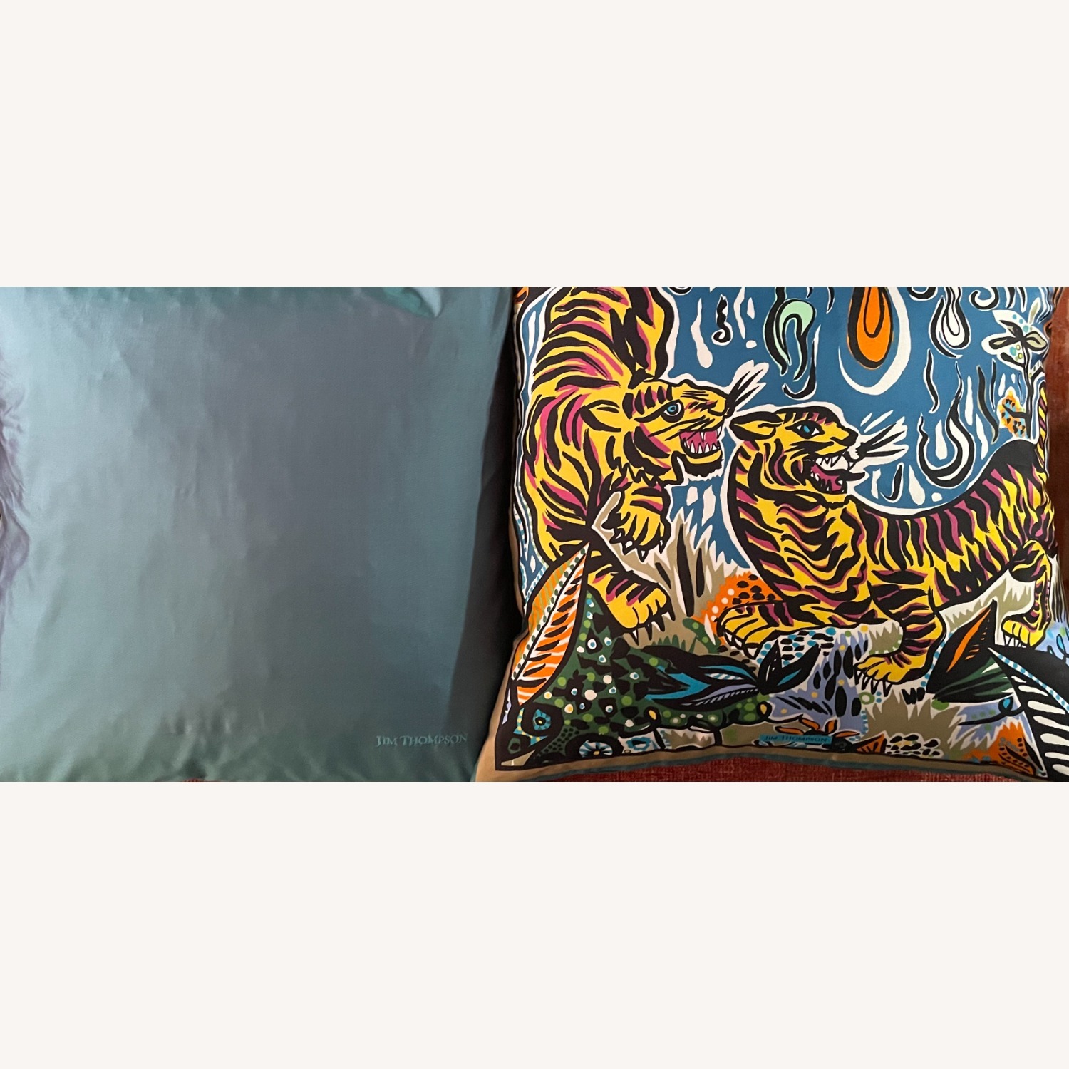 Set 0f 2 16" Square Silk Pillow Covers - image-2