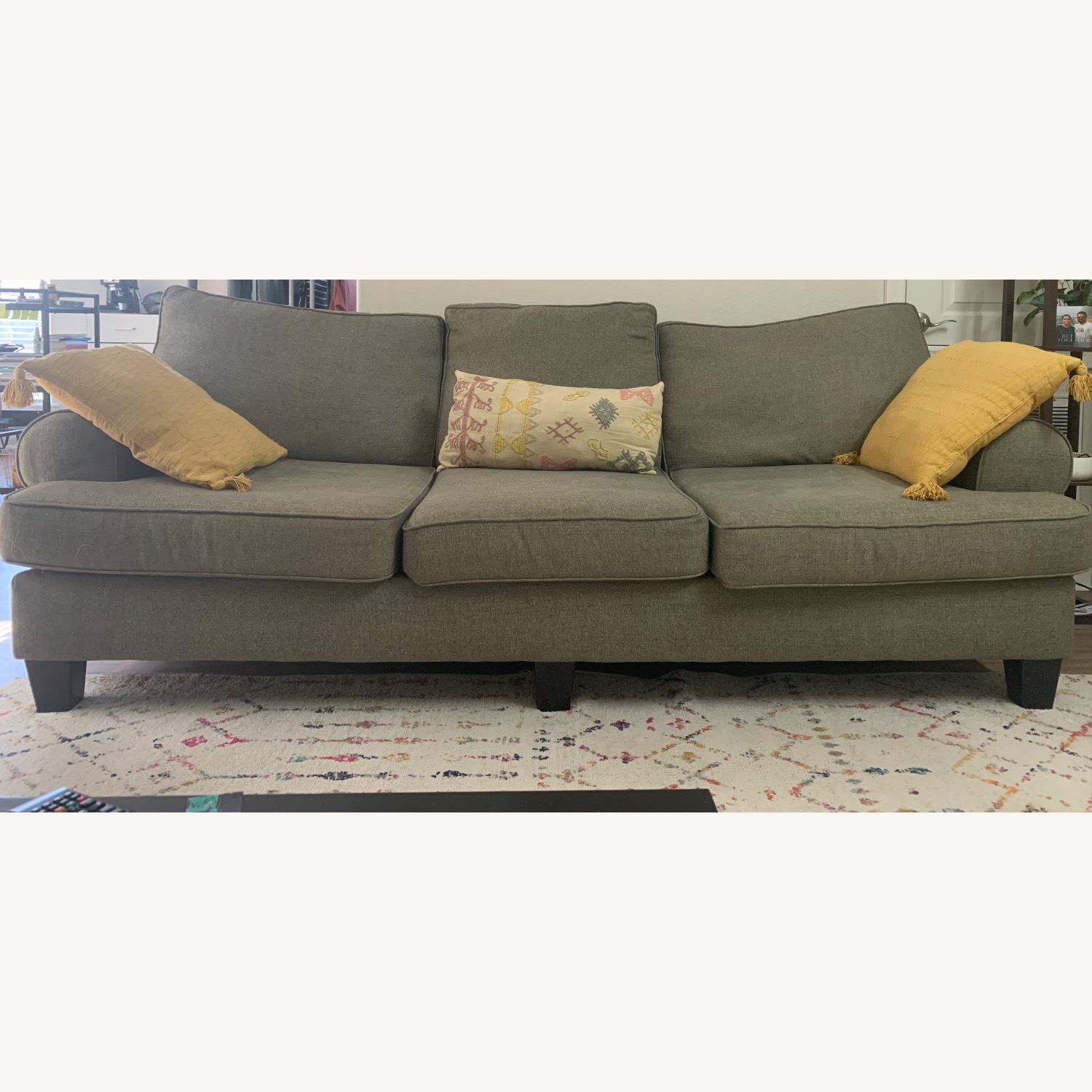 3 Seater Gray Fabric Sofa - image-3