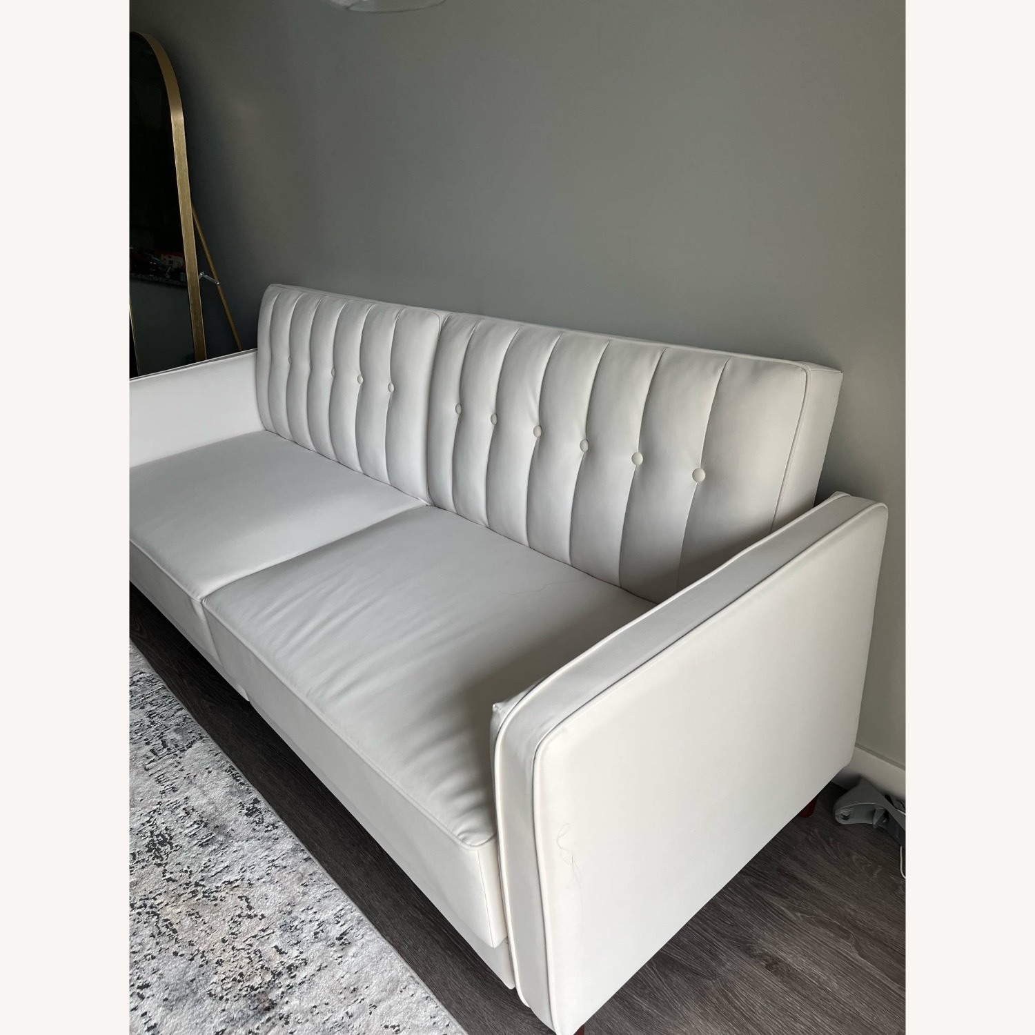 Wayfair Seylow White Faux Leather Sleeper Sofa - image-3