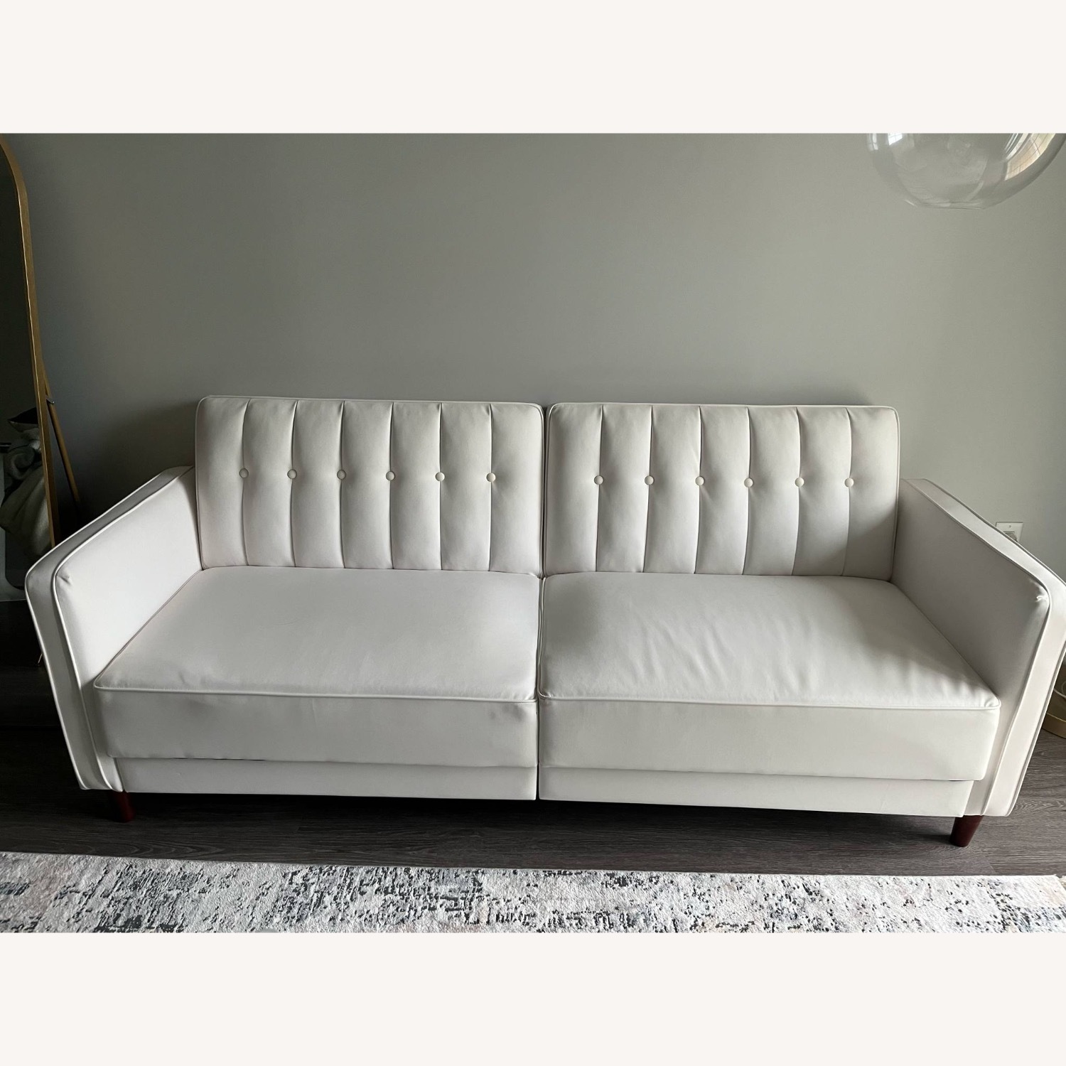 Wayfair Seylow White Faux Leather Sleeper Sofa - image-2