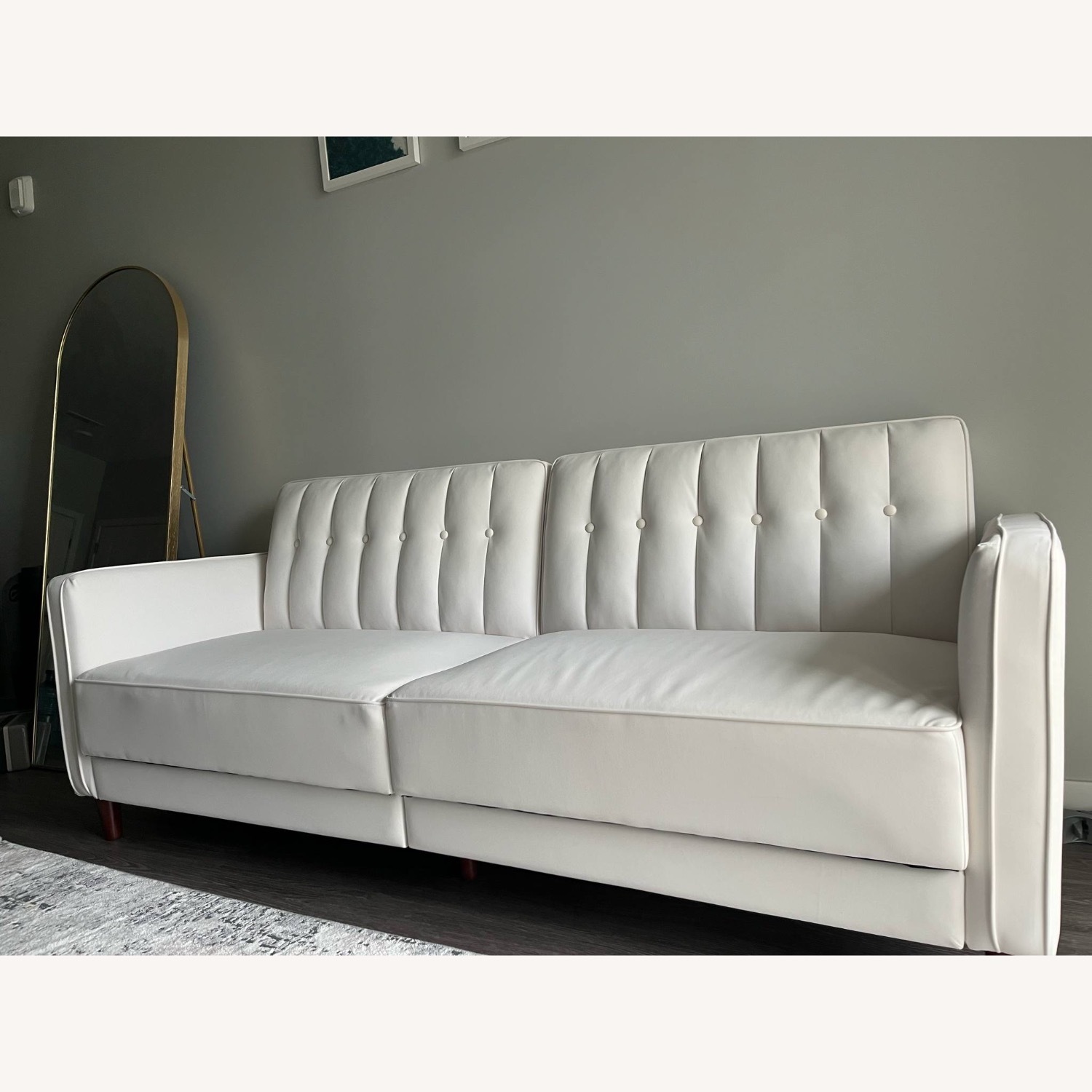 Wayfair Seylow White Faux Leather Sleeper Sofa - image-1