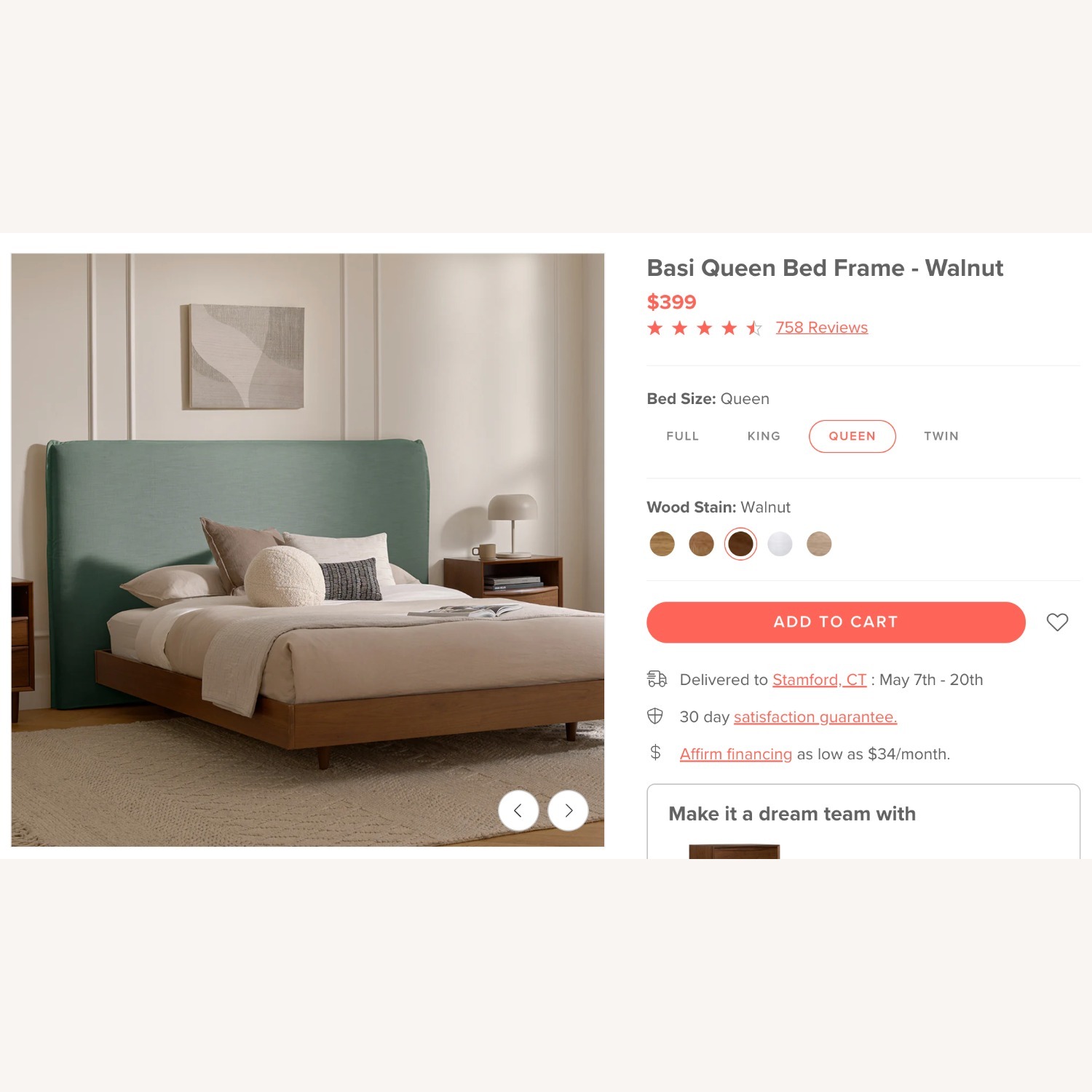 Article Basi Queen Bed Frame Walnut - image-2