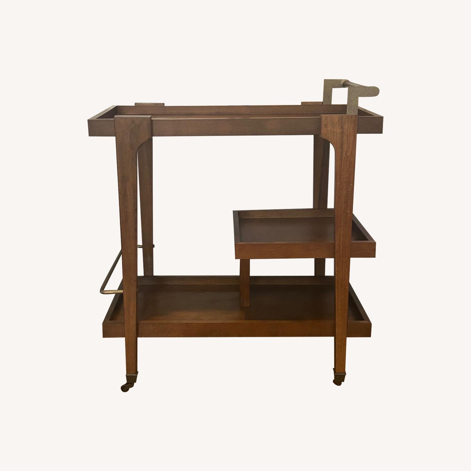 Wooden with Brass Accents Bar Cart - image-0