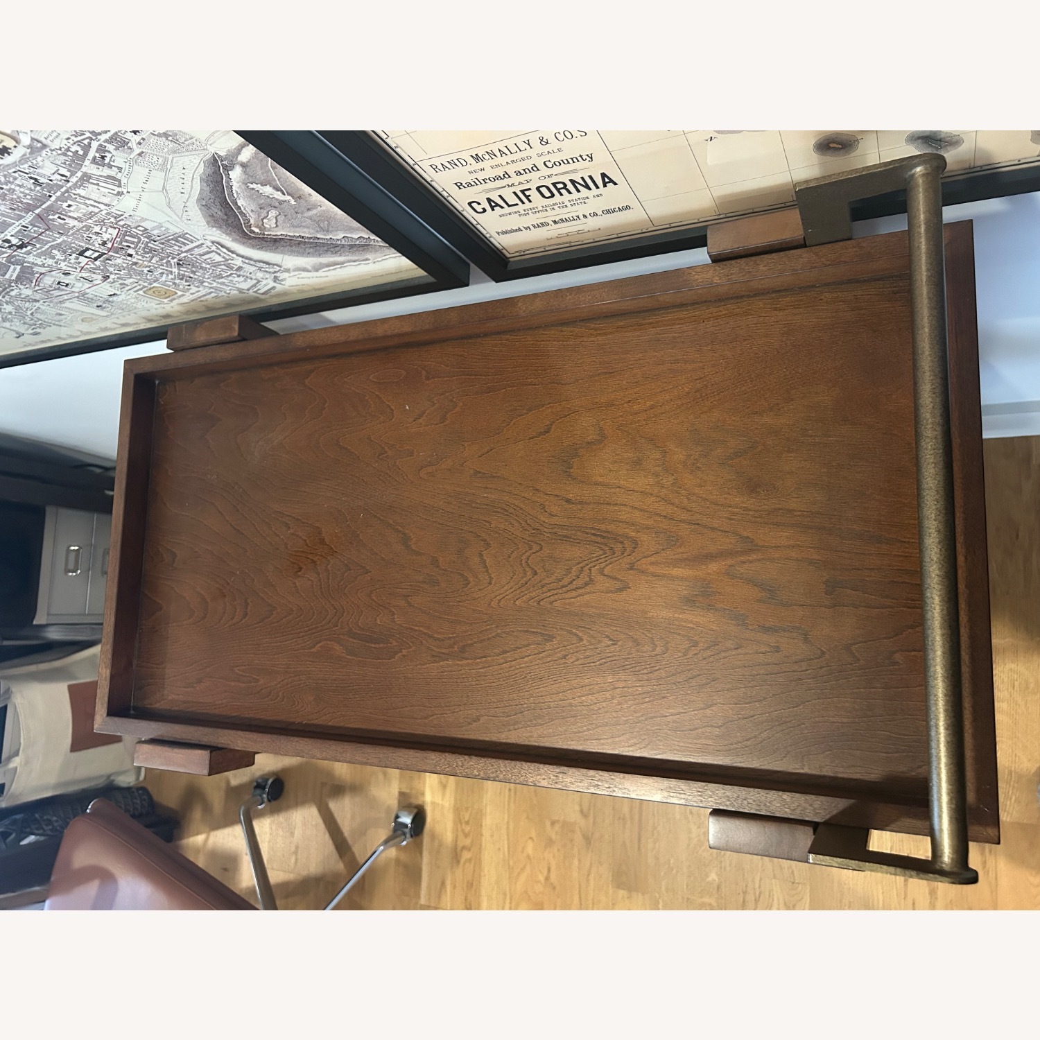 Wooden with Brass Accents Bar Cart - image-5