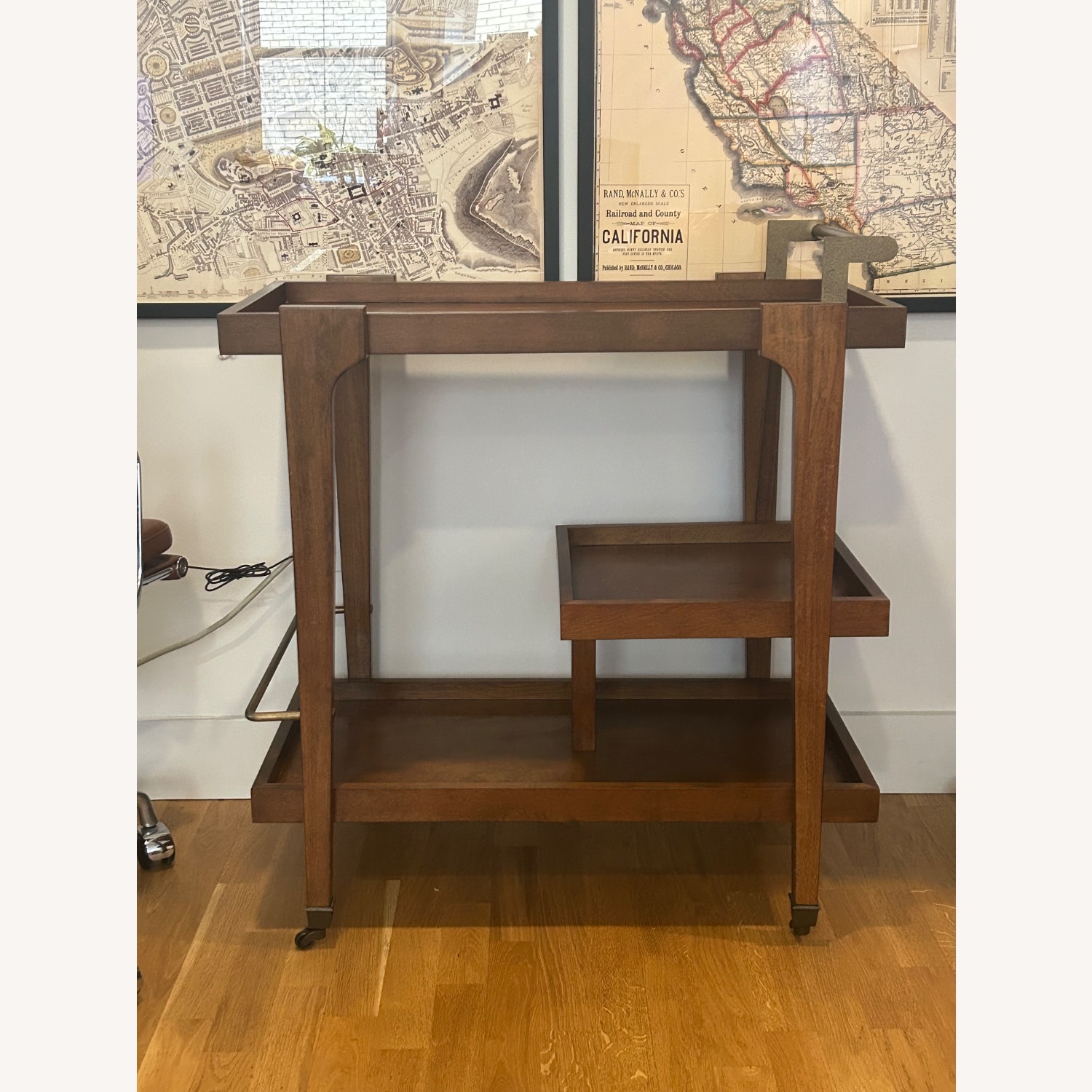 Wooden with Brass Accents Bar Cart - image-2