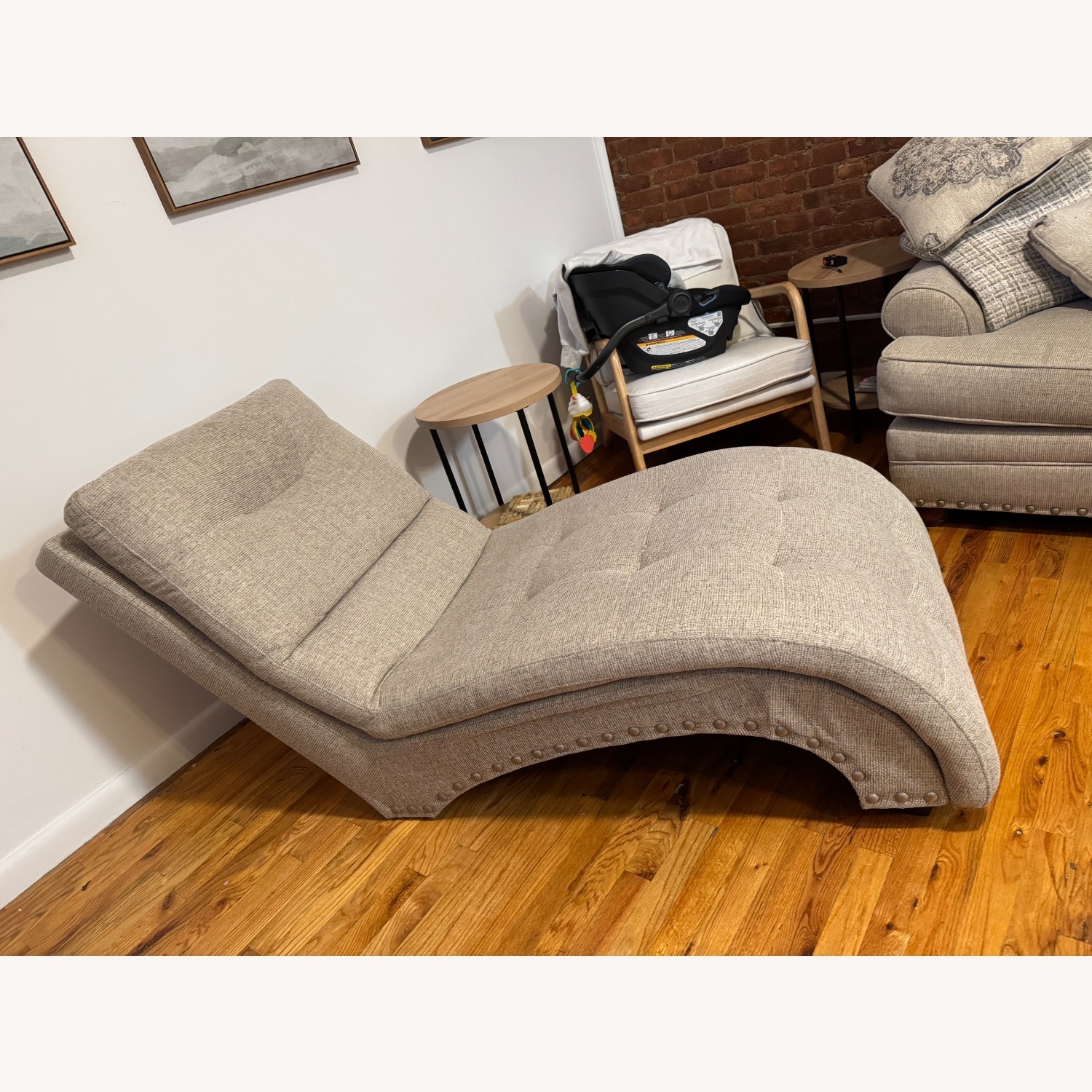 Cottage Chic Beige Chaise - image-1