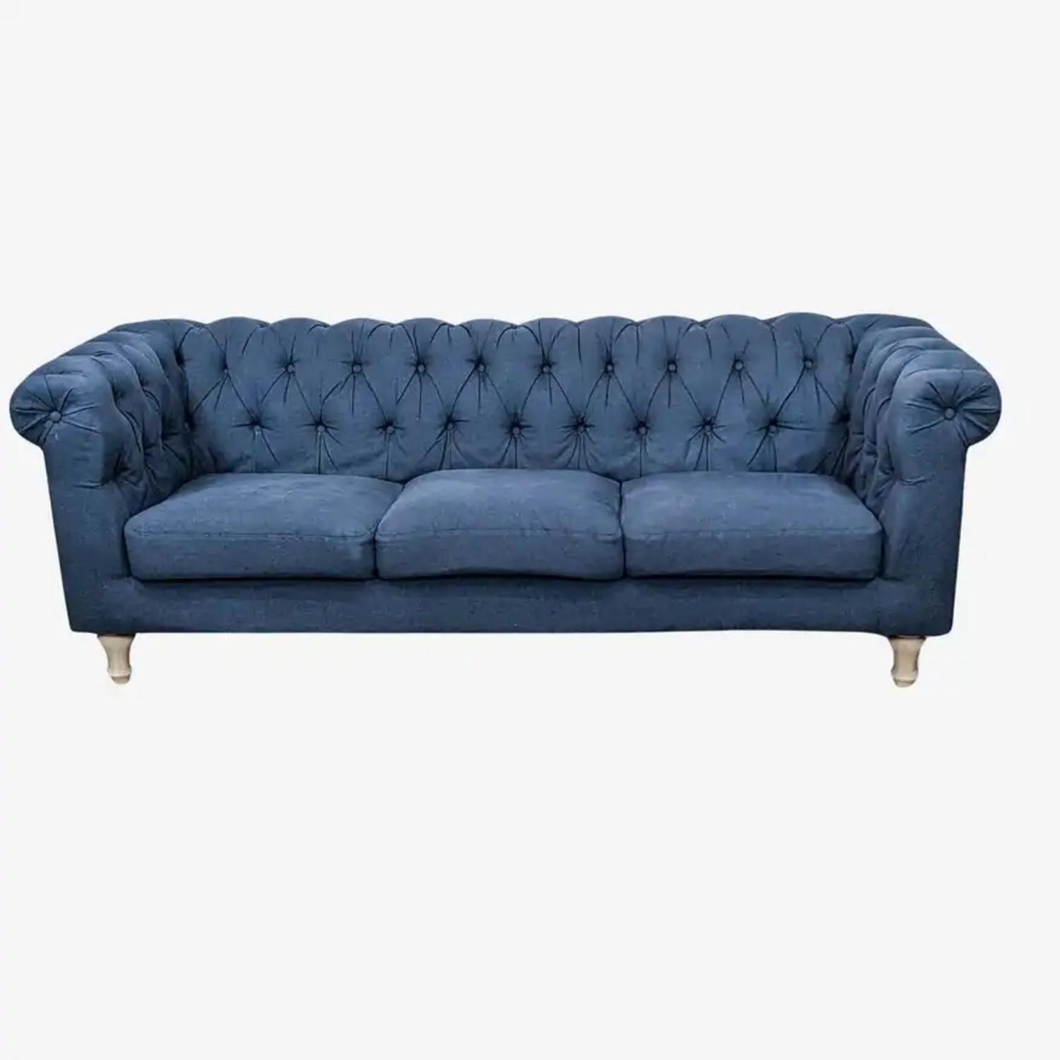 World Market Denim Blue Quentin Chesterfield Sofa - image-5