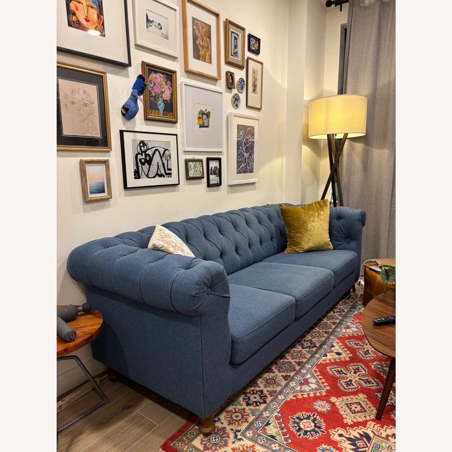 World Market Denim Blue Quentin Chesterfield Sofa - image-3