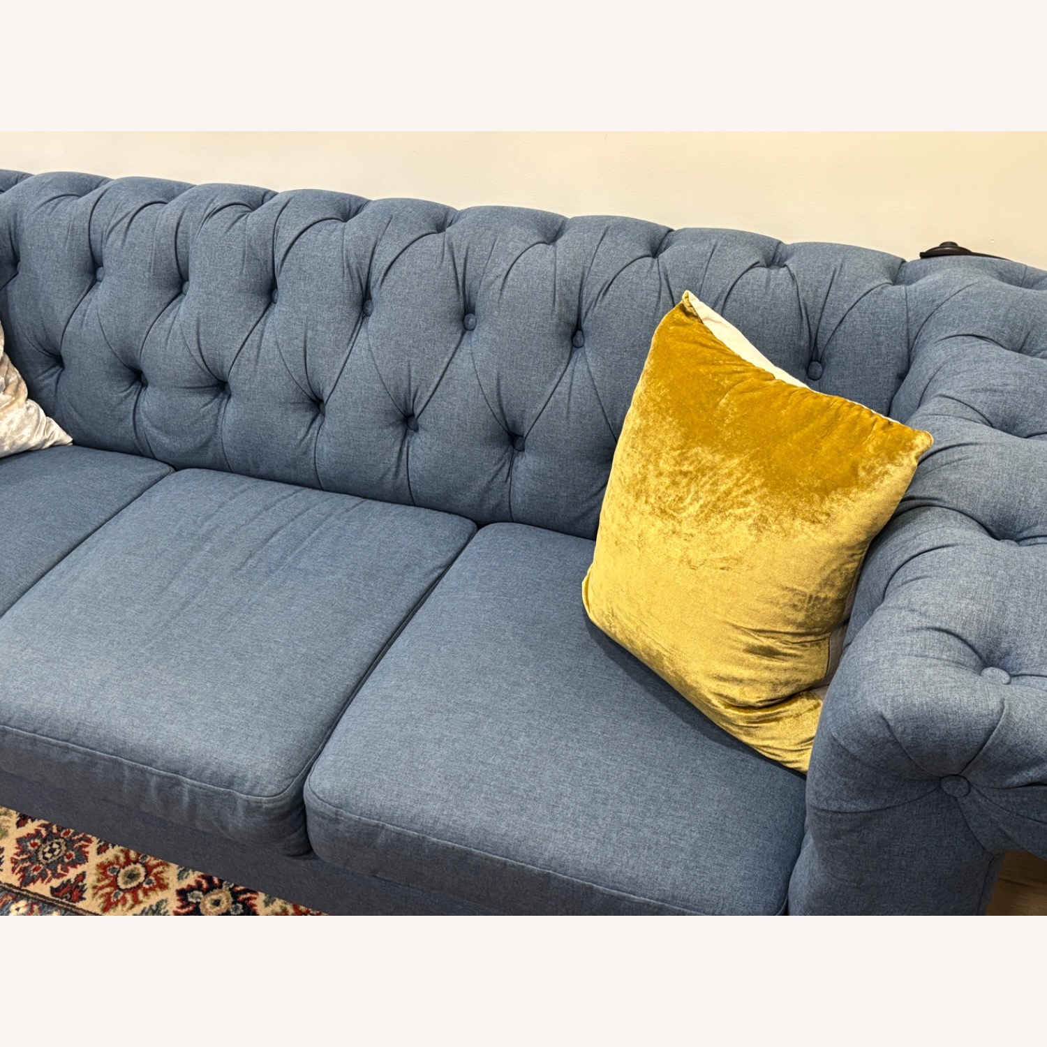World Market Denim Blue Quentin Chesterfield Sofa - image-2
