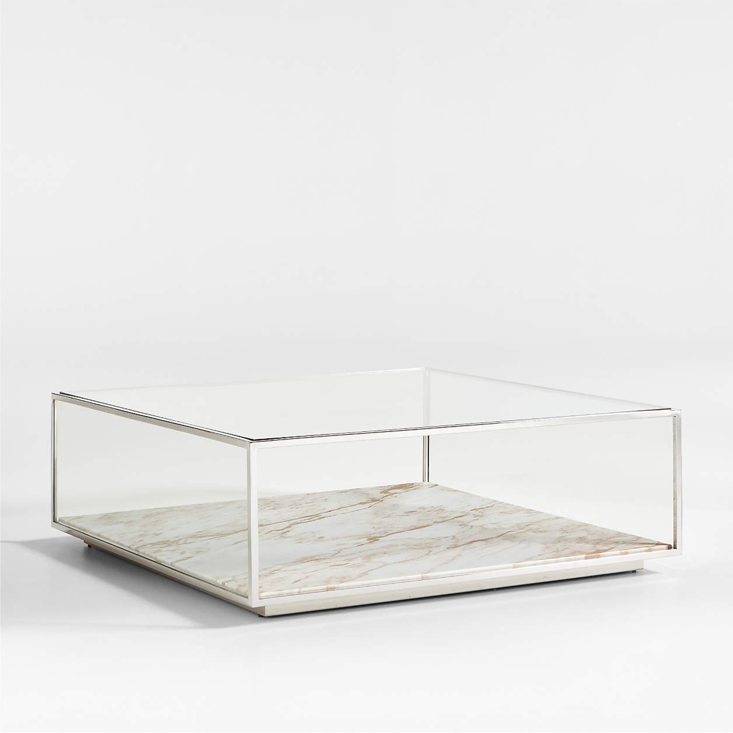 Crate & Barrel Modern Marble and Glass Coffee Table - image-5
