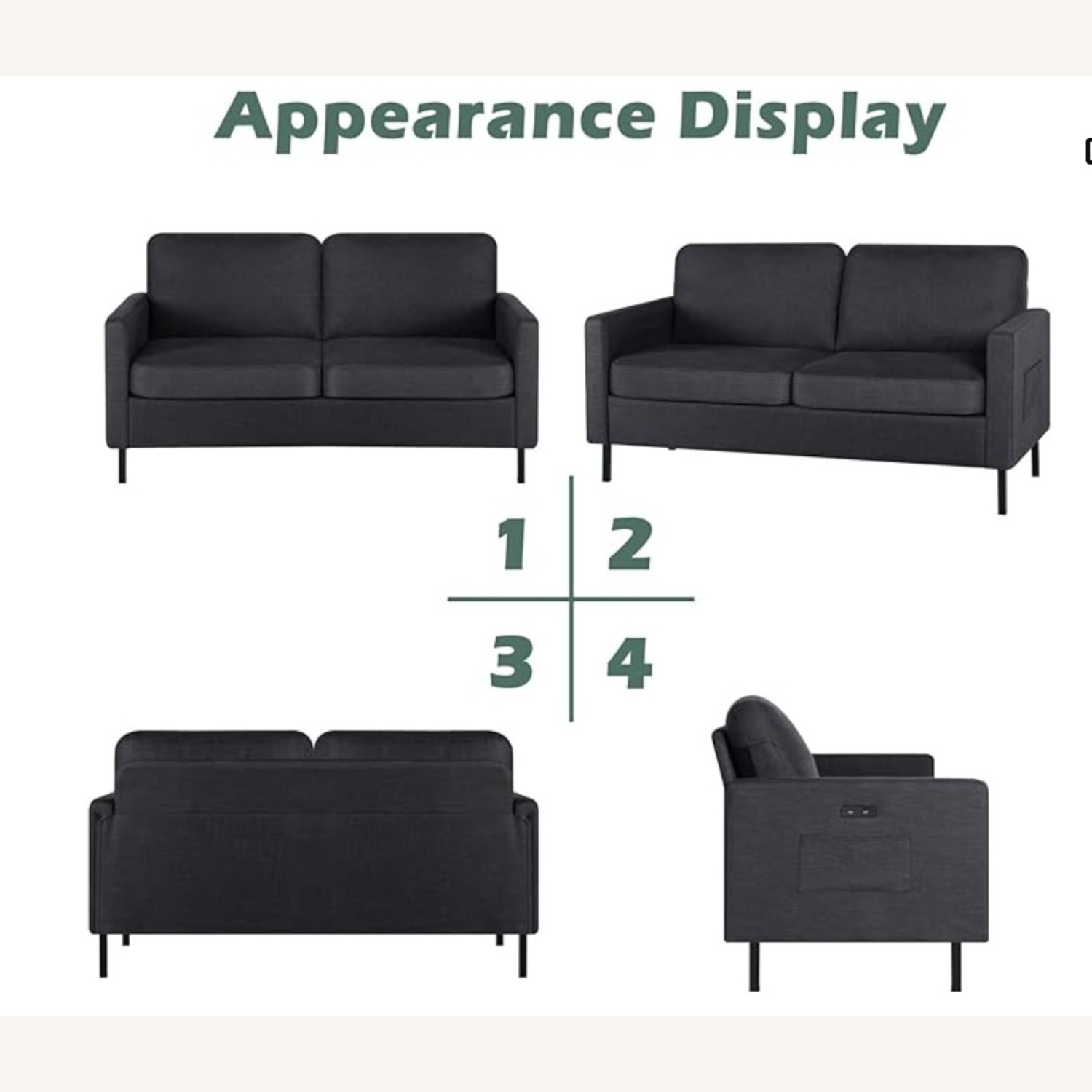 STHOUYN Dark Gray Sofa - image-3