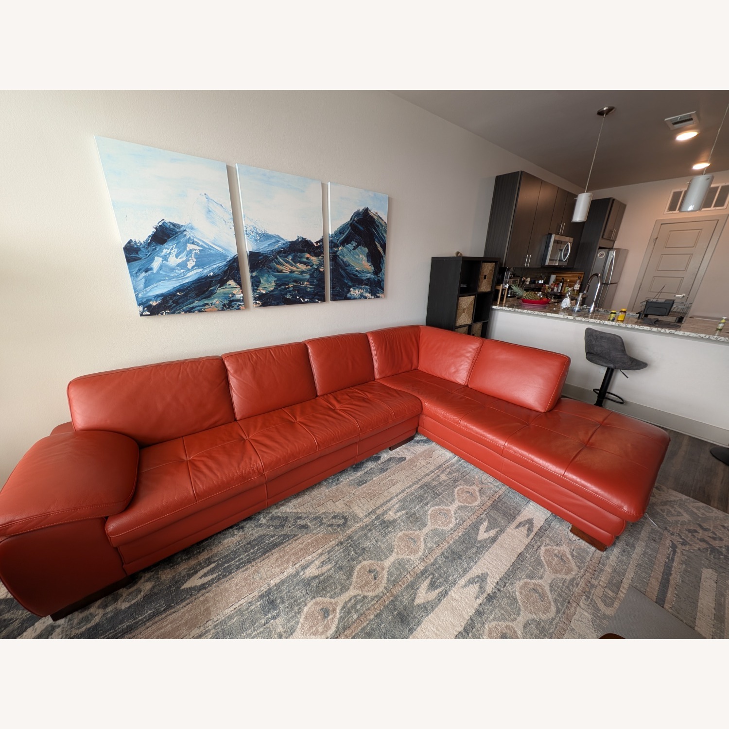 Italian Leather Sectional Couch - image-2