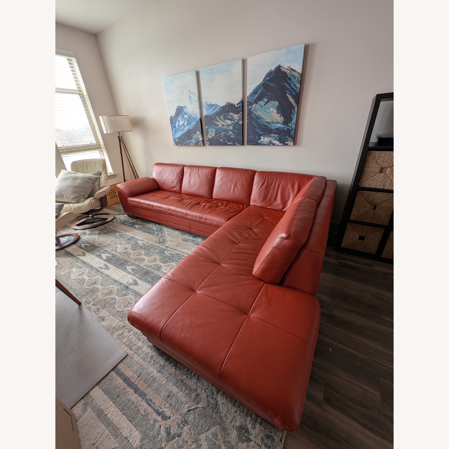 Italian Leather Sectional Couch - image-3