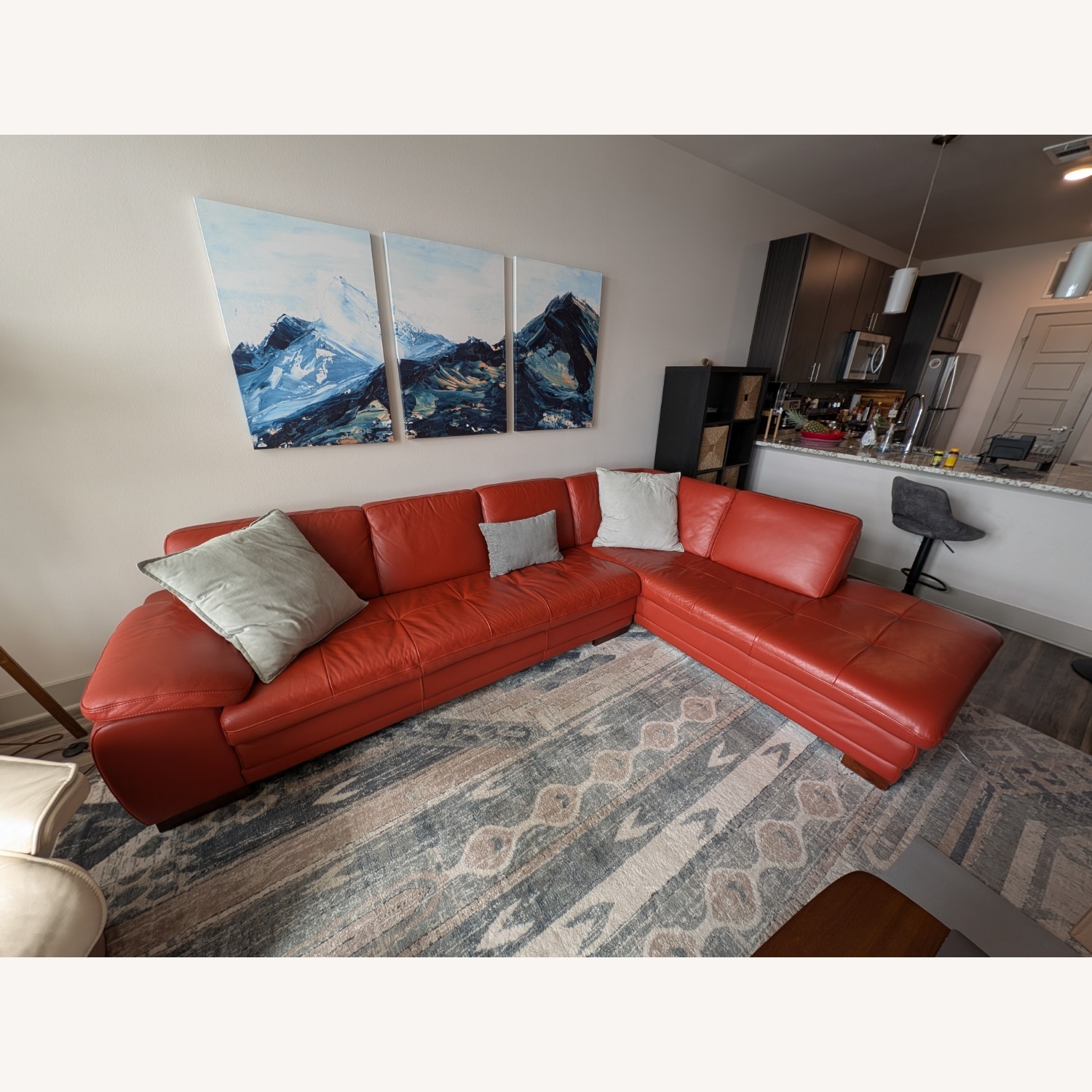 Italian Leather Sectional Couch - image-1