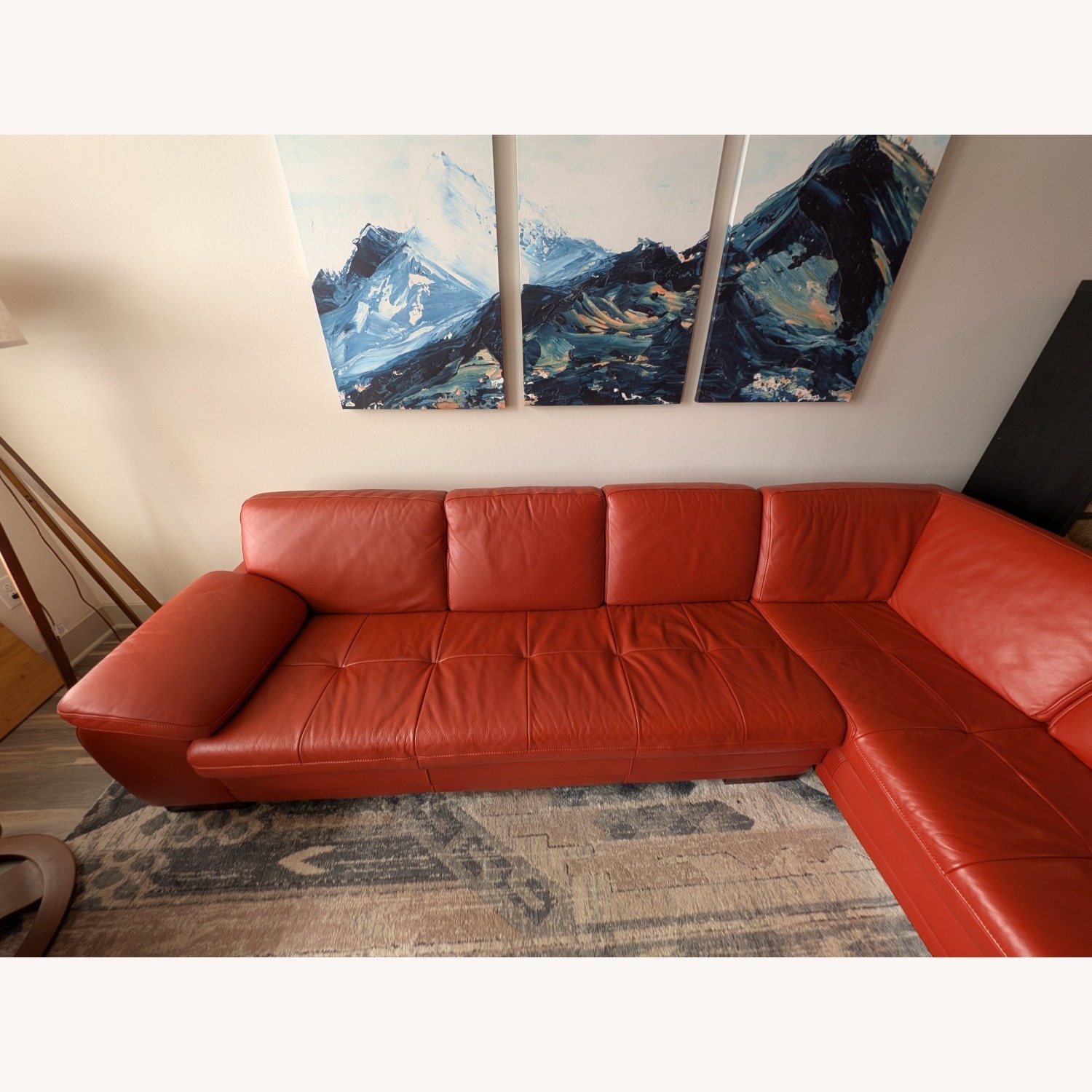 Italian Leather Sectional Couch - image-5